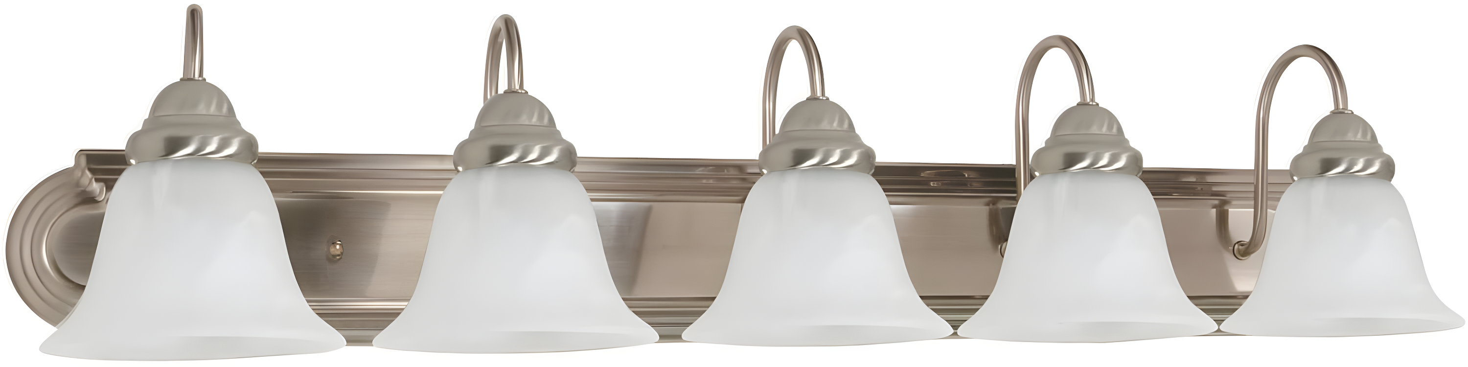 Brushed Nickel 36" 5-Light Vanity Fixture with Alabaster Glass