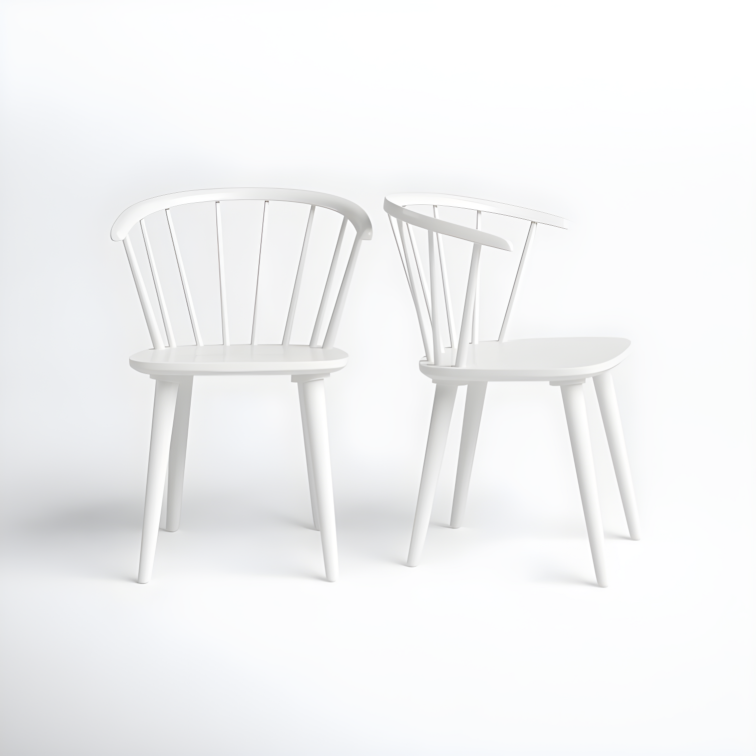 Transitional White Solid Wood Spindle Side Chair, Set of 2