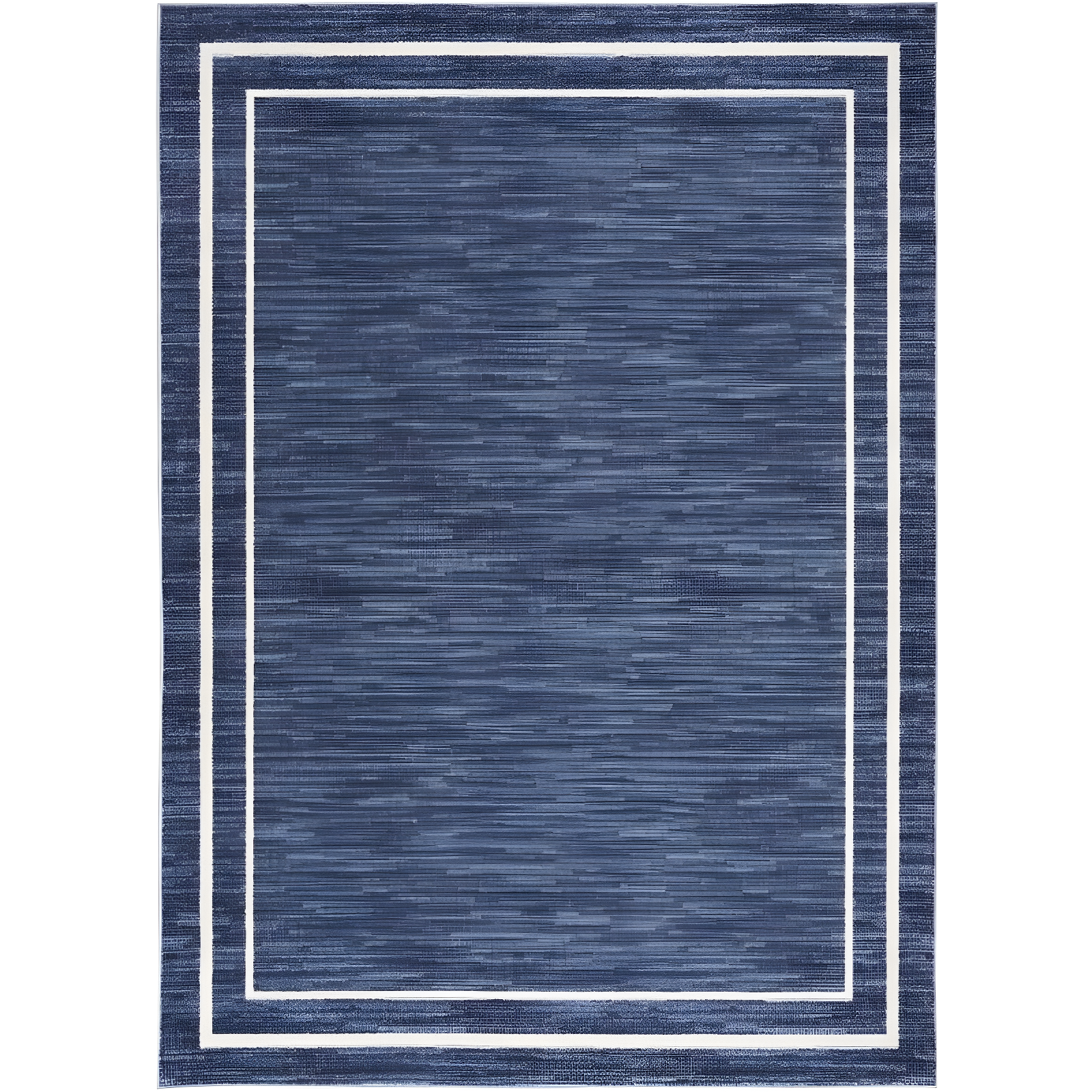 Navy and Ivory Rectangular Synthetic Indoor/Outdoor Rug 5' x 7'