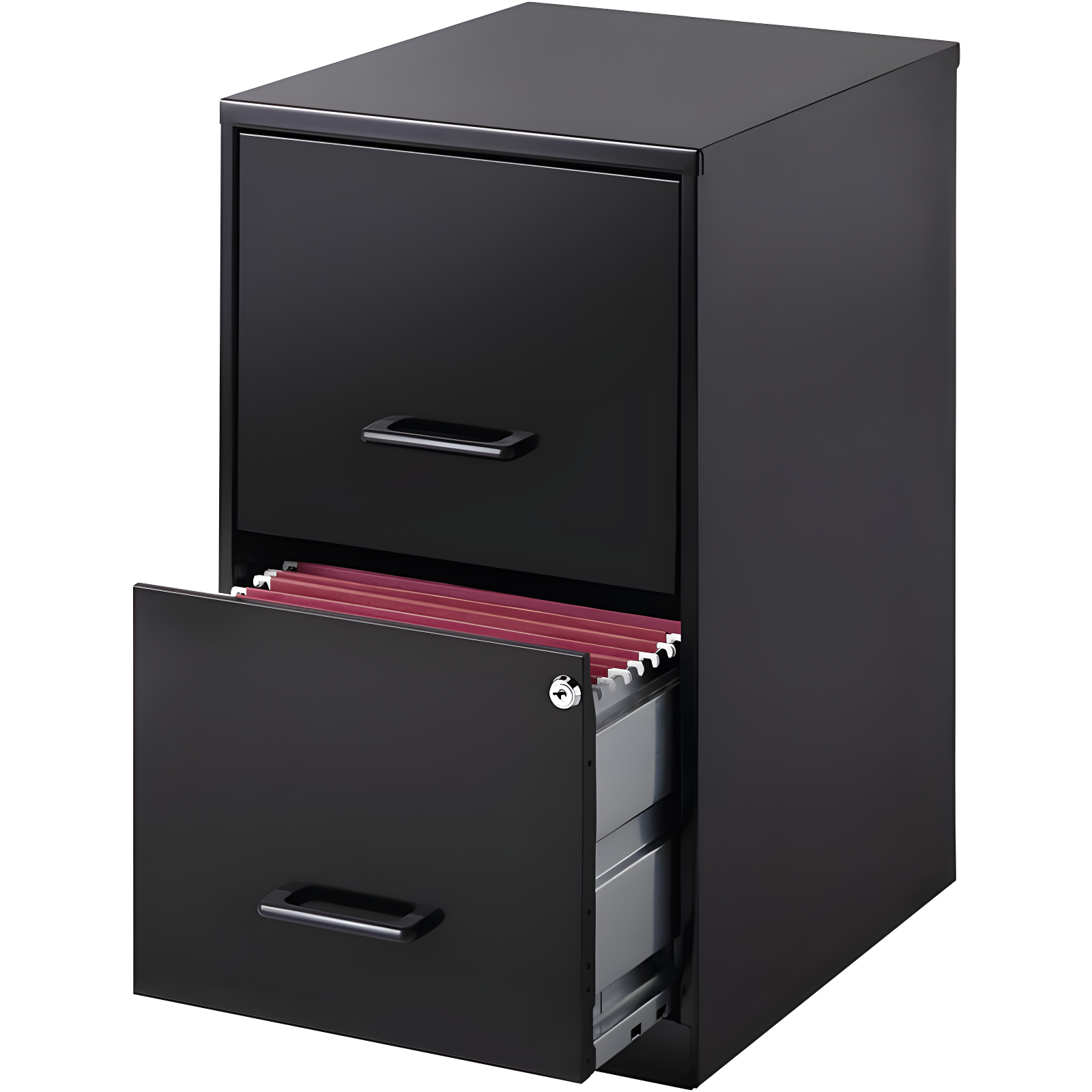 Black 2-Drawer Lockable Steel Vertical Filing Cabinet