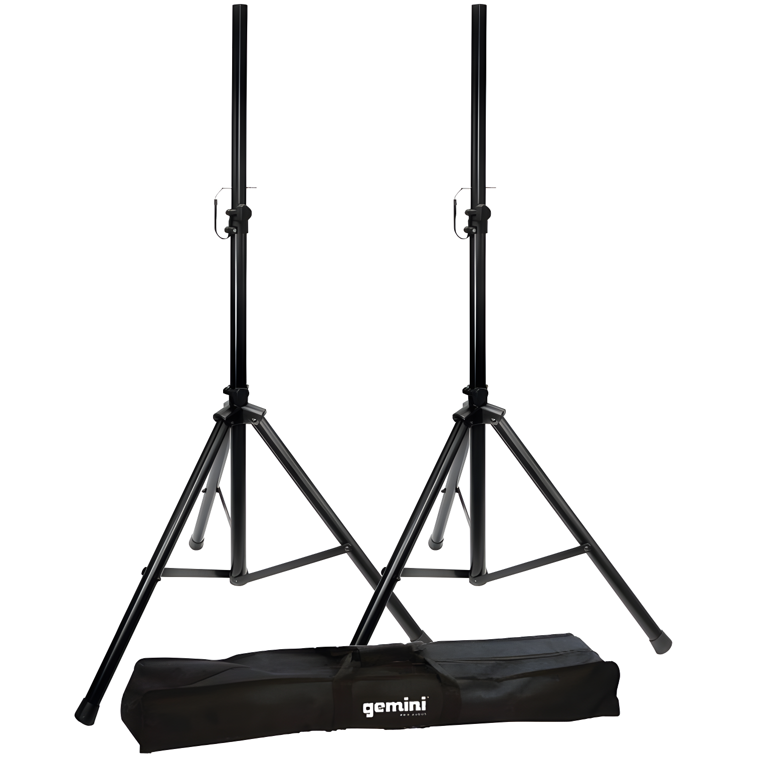 Gemini Black 6' Adjustable Steel Speaker Stands with Carrying Case