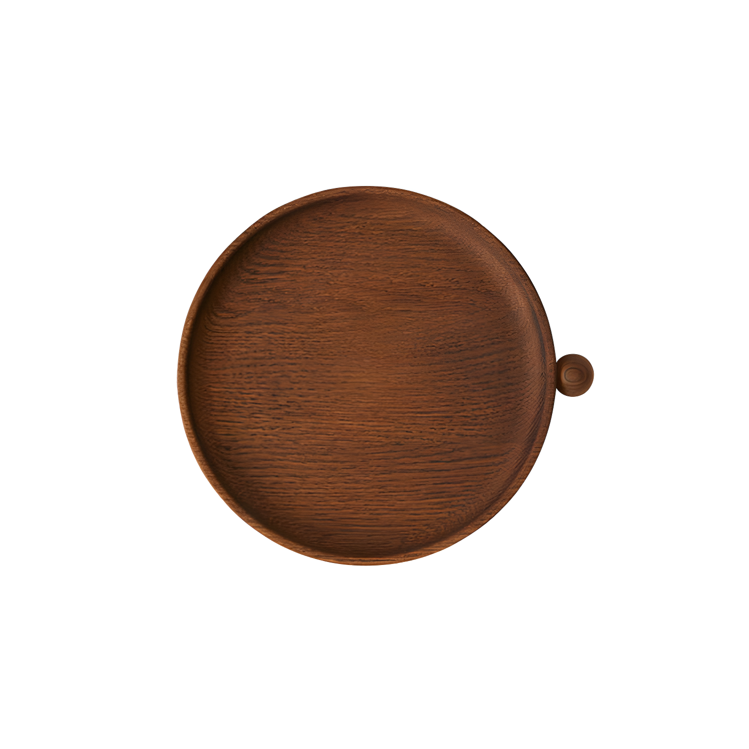 Small Round Dark Brown Oak Serving Tray