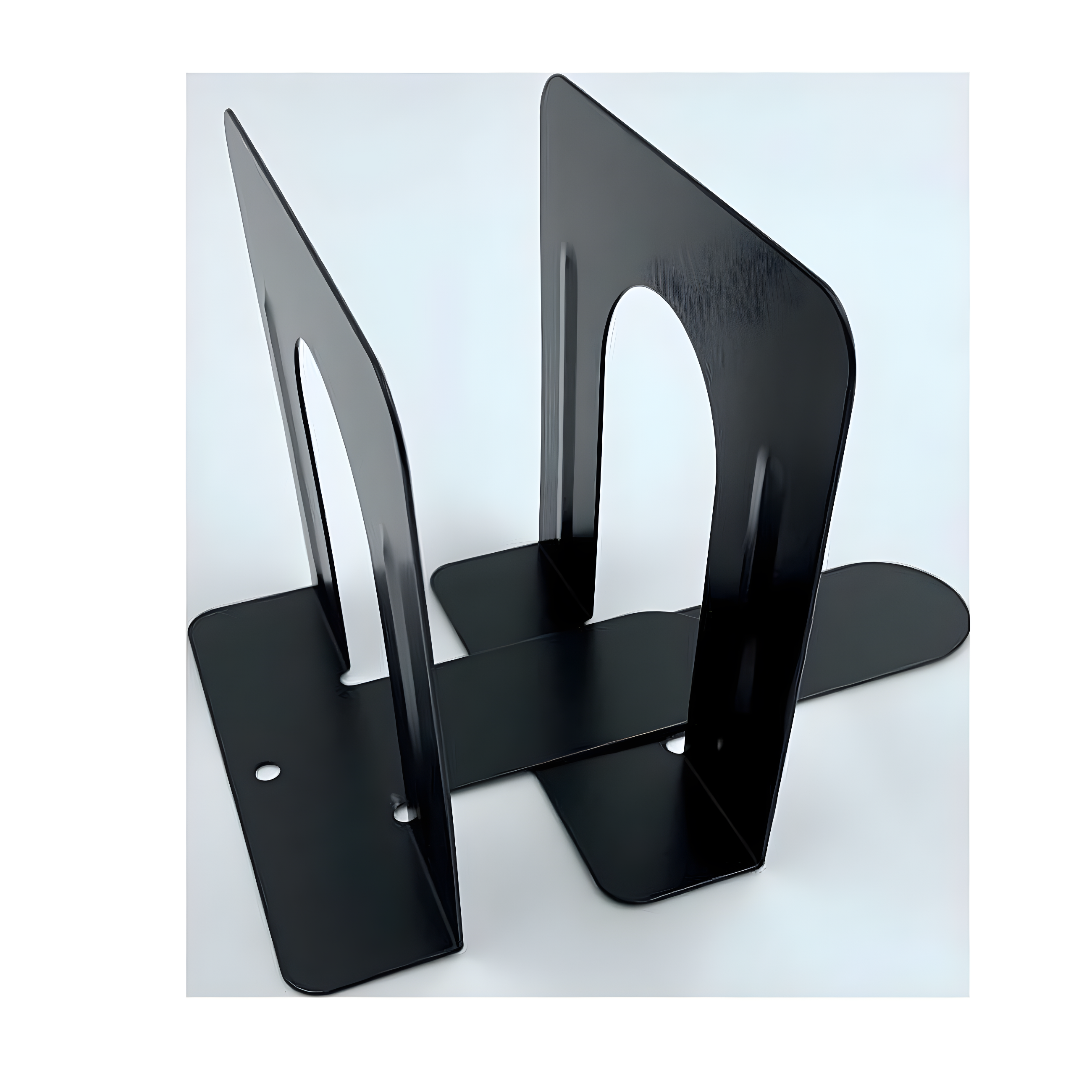 Black 5-Inch Steel Non-Skid Bookends, Pack of 2