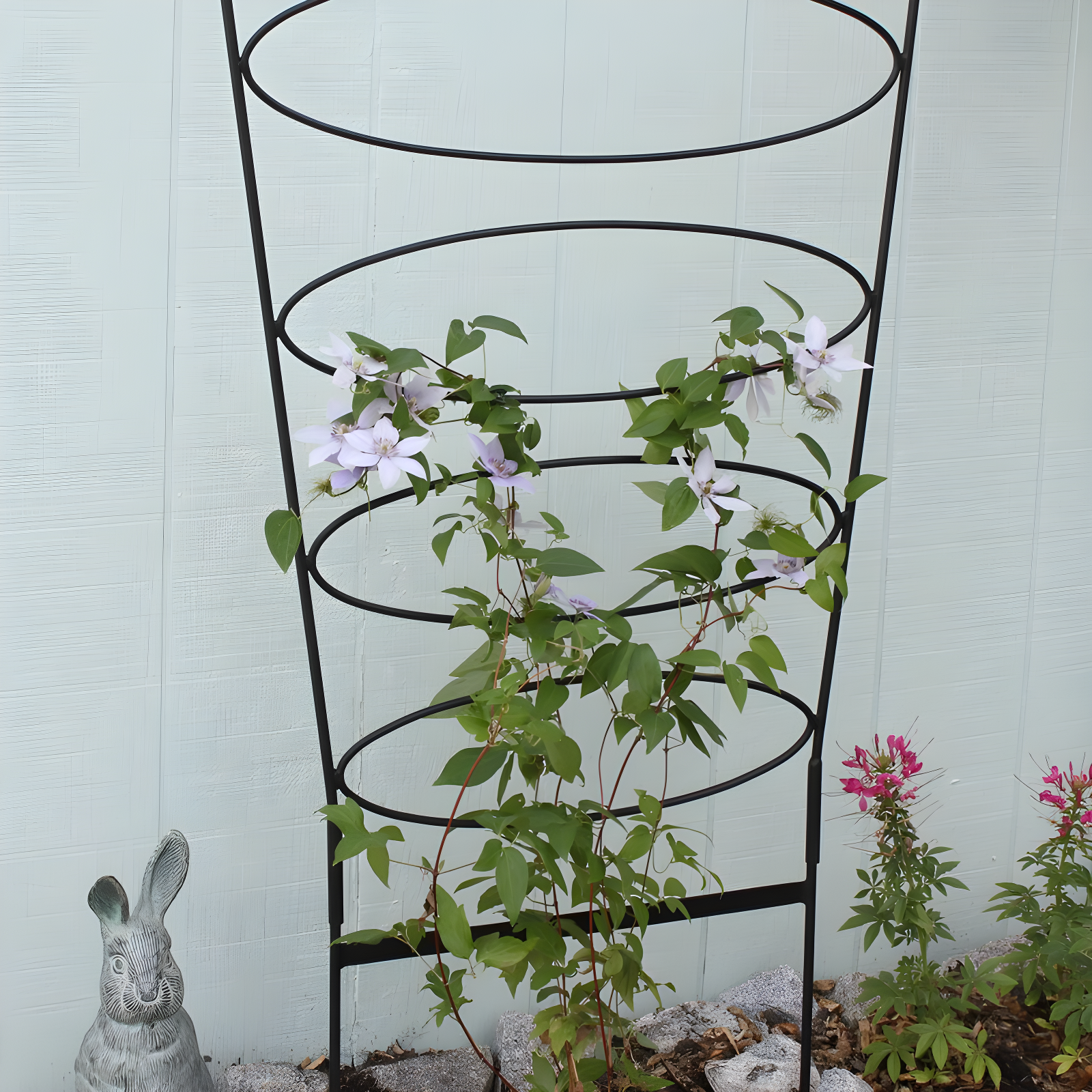 Tall Black Wrought Iron Ovals Trellis for Climbing Plants