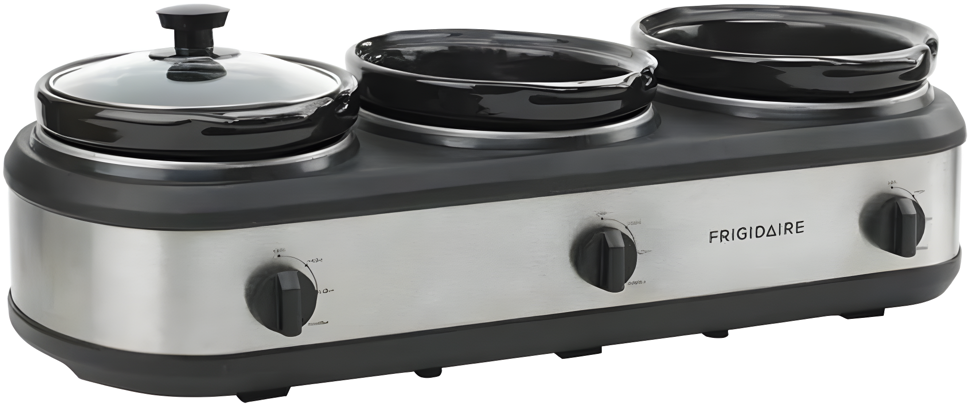 Stainless Steel Triple Slow Cooker Buffet Server with Ceramic Pots