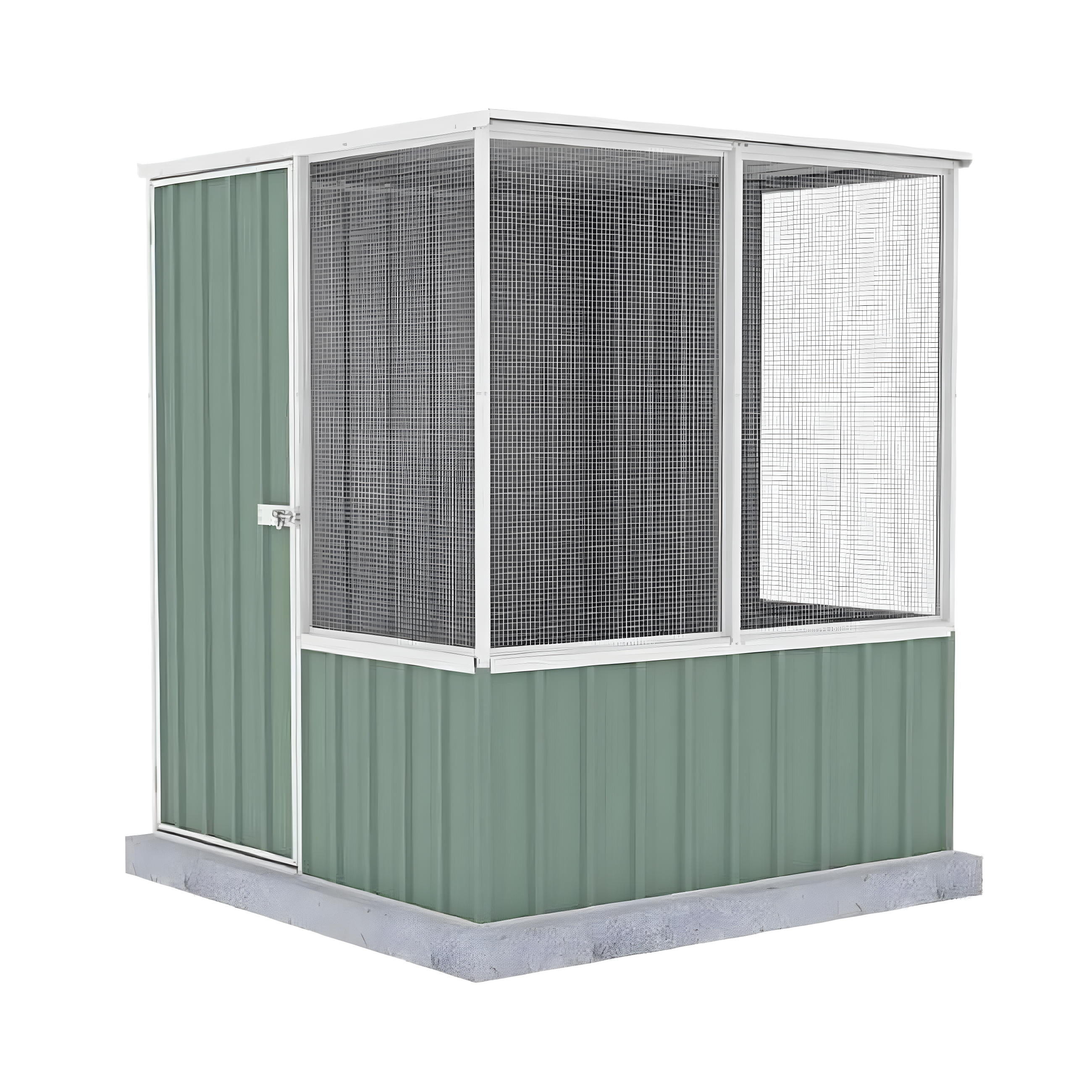 Pale Eucalypt Galvanized Steel 5'x5' Chicken Coop with Mesh Panels