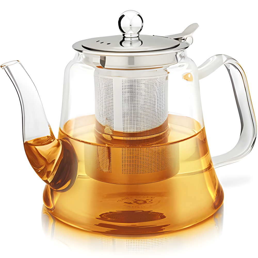 Siena 40 oz Clear Borosilicate Glass Teapot with Stainless Steel Infuser