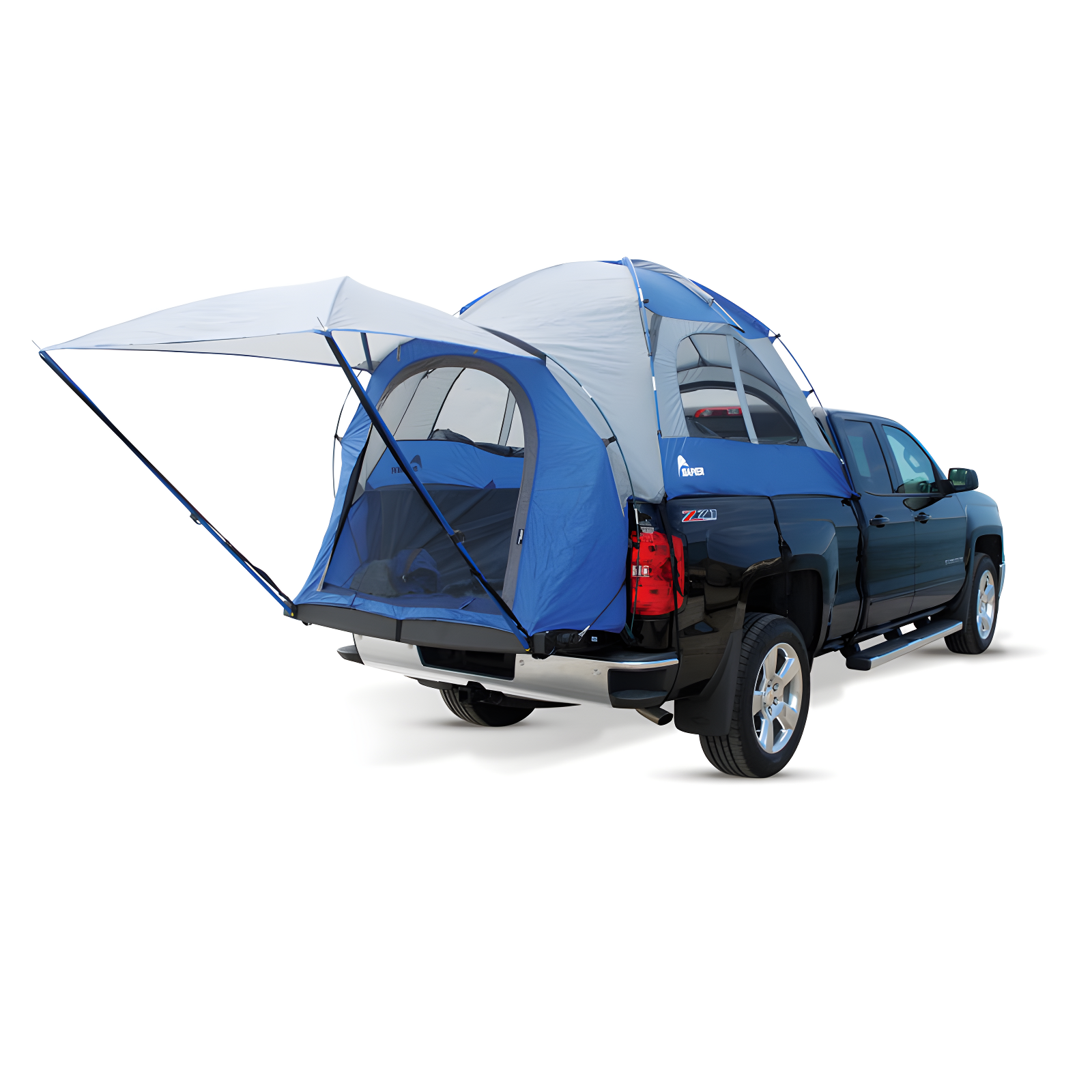 Blue and Gray 2-Person Truck Bed Camping Tent with Awning