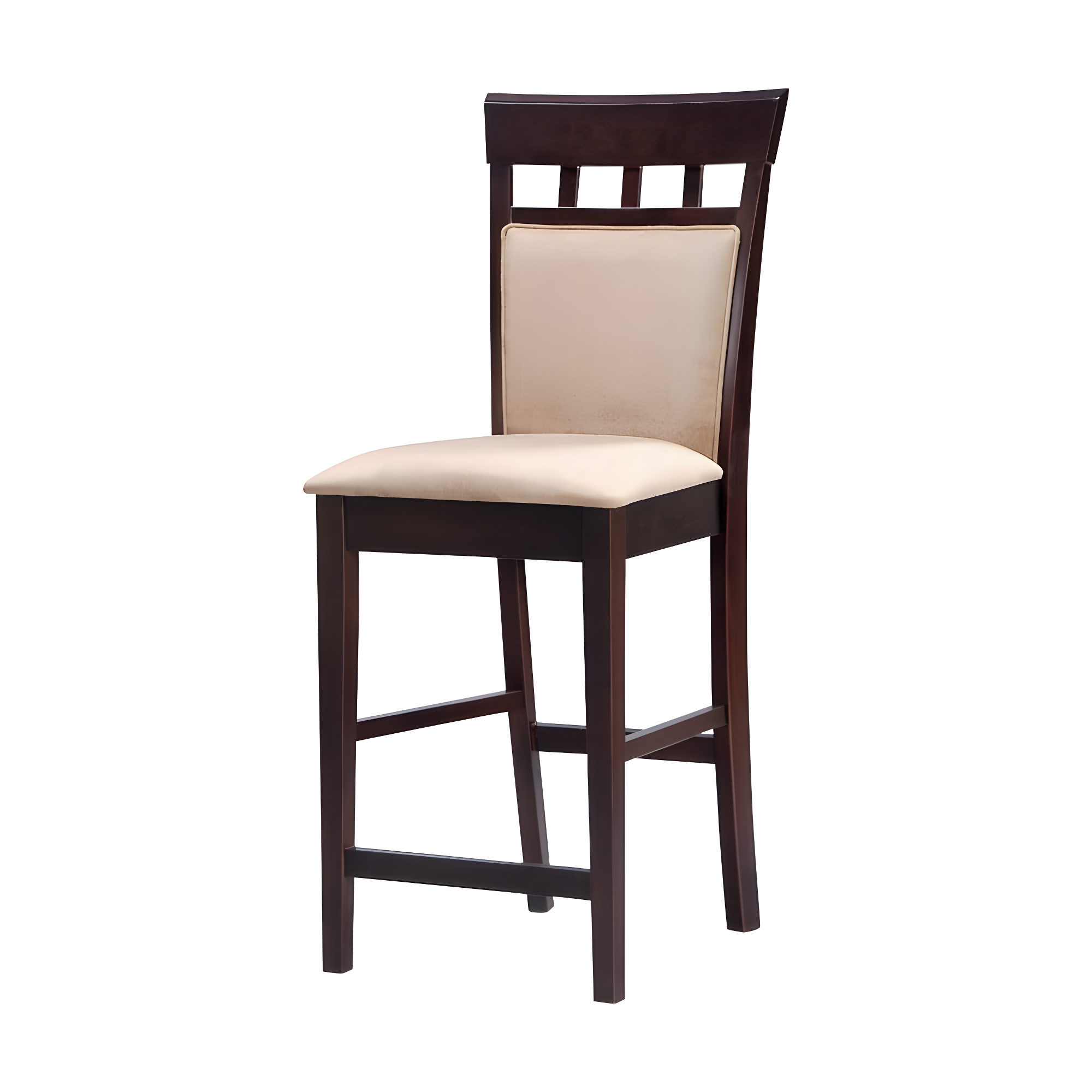 Cappuccino and Beige Wood Counter Height Stools, Set of 2