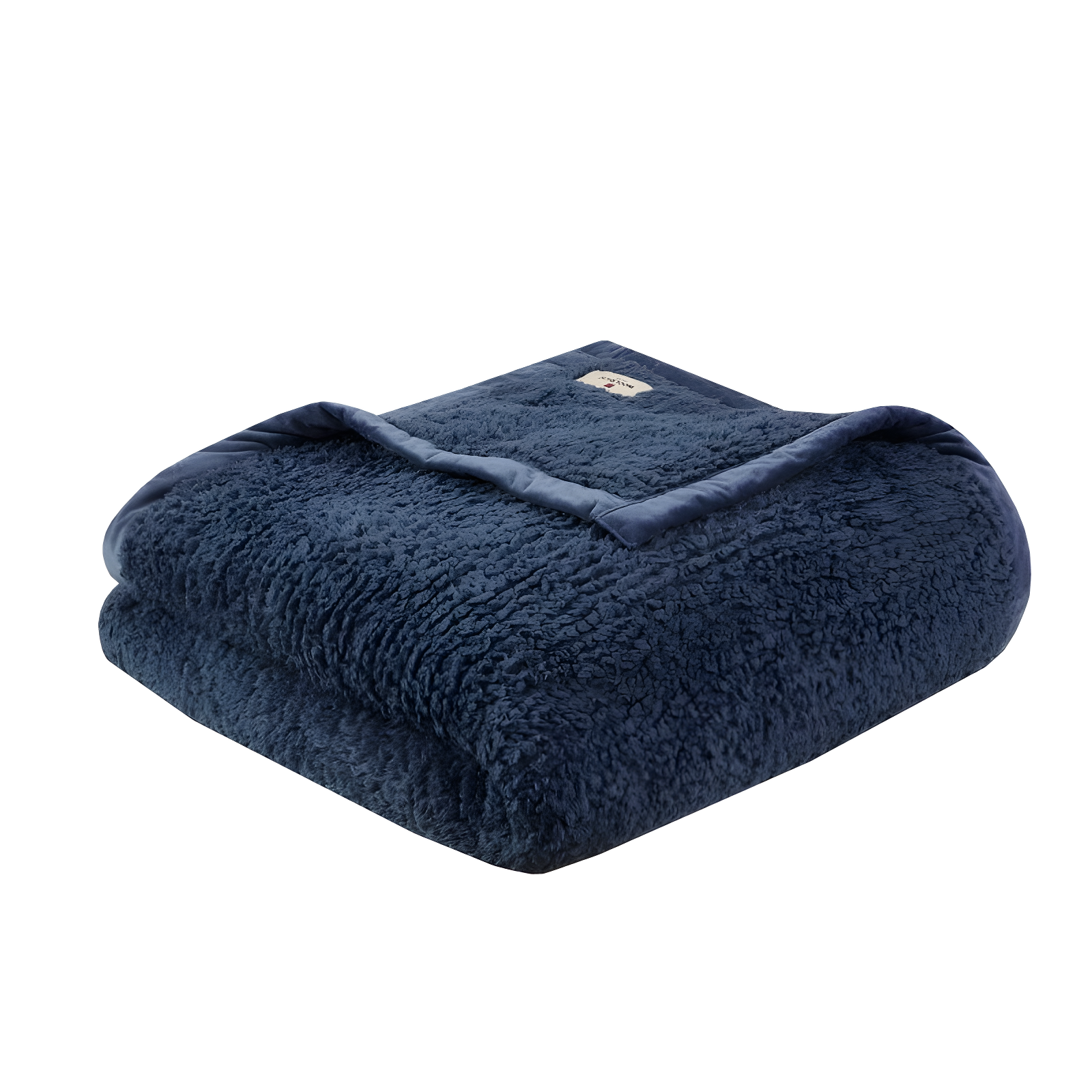 Navy Full/Queen Luxurious Sherpa Velvet-Bound Blanket