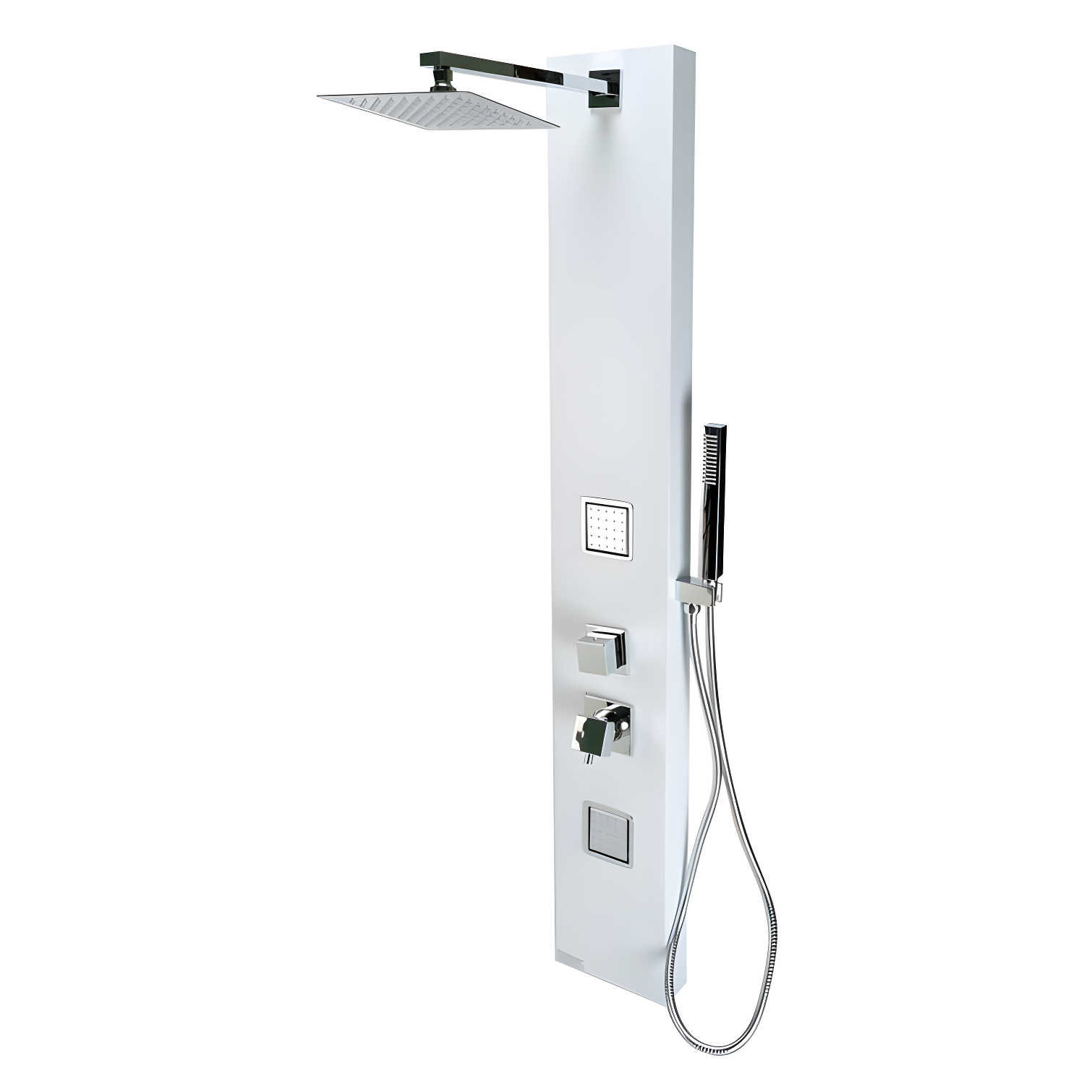 White Aluminum Shower Panel with Adjustable Rain Shower Head