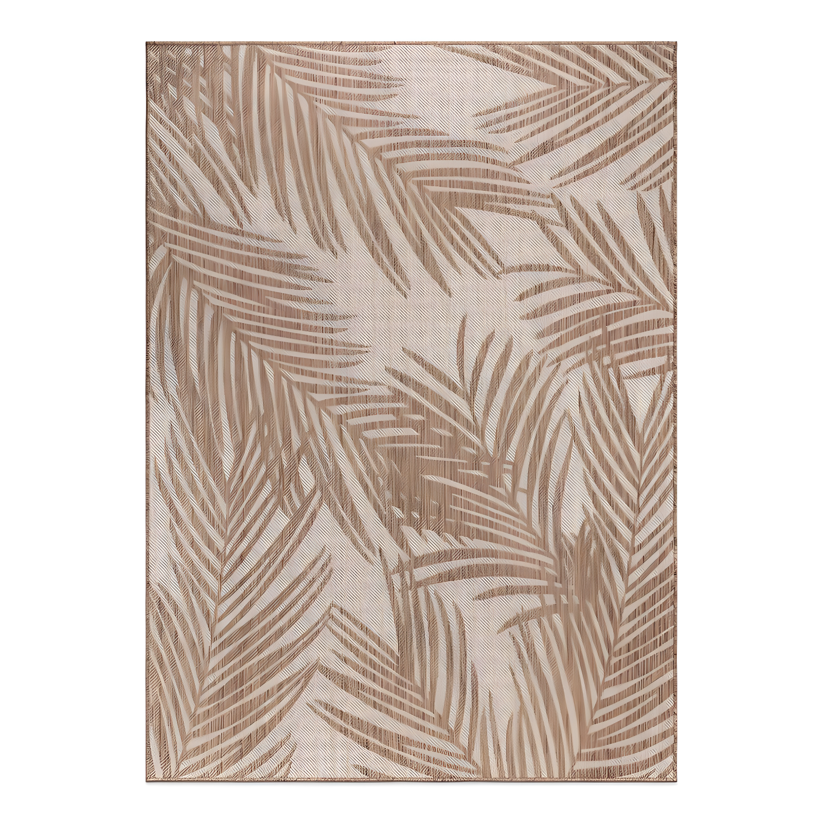 Brown Floral Synthetic Flat Woven Indoor/Outdoor Rug 5' x 7'