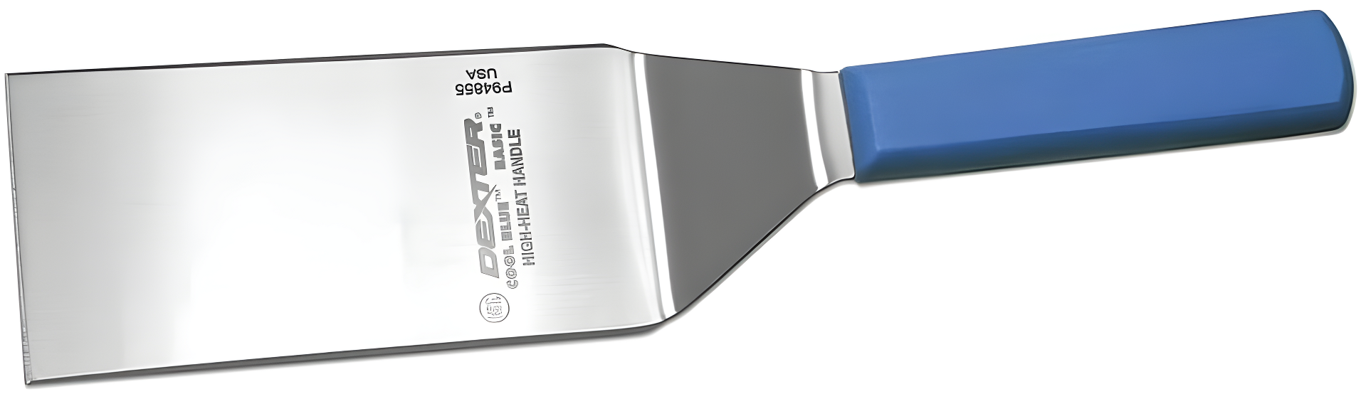 Blue Polypropylene Handle Stainless Steel Turner with 6" Blade