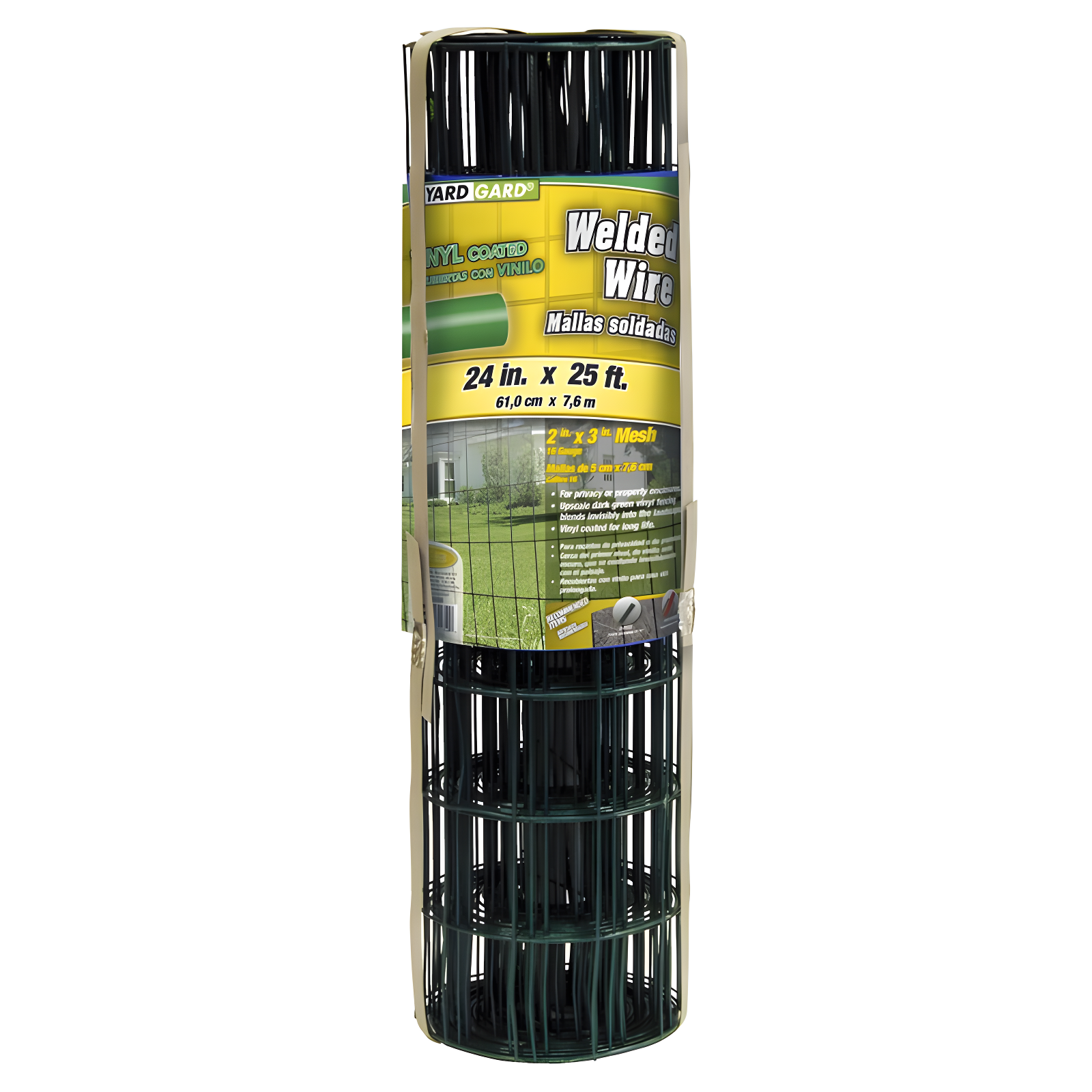 Green PVC Coated Metal Welded Wire Fence, 24" x 25'