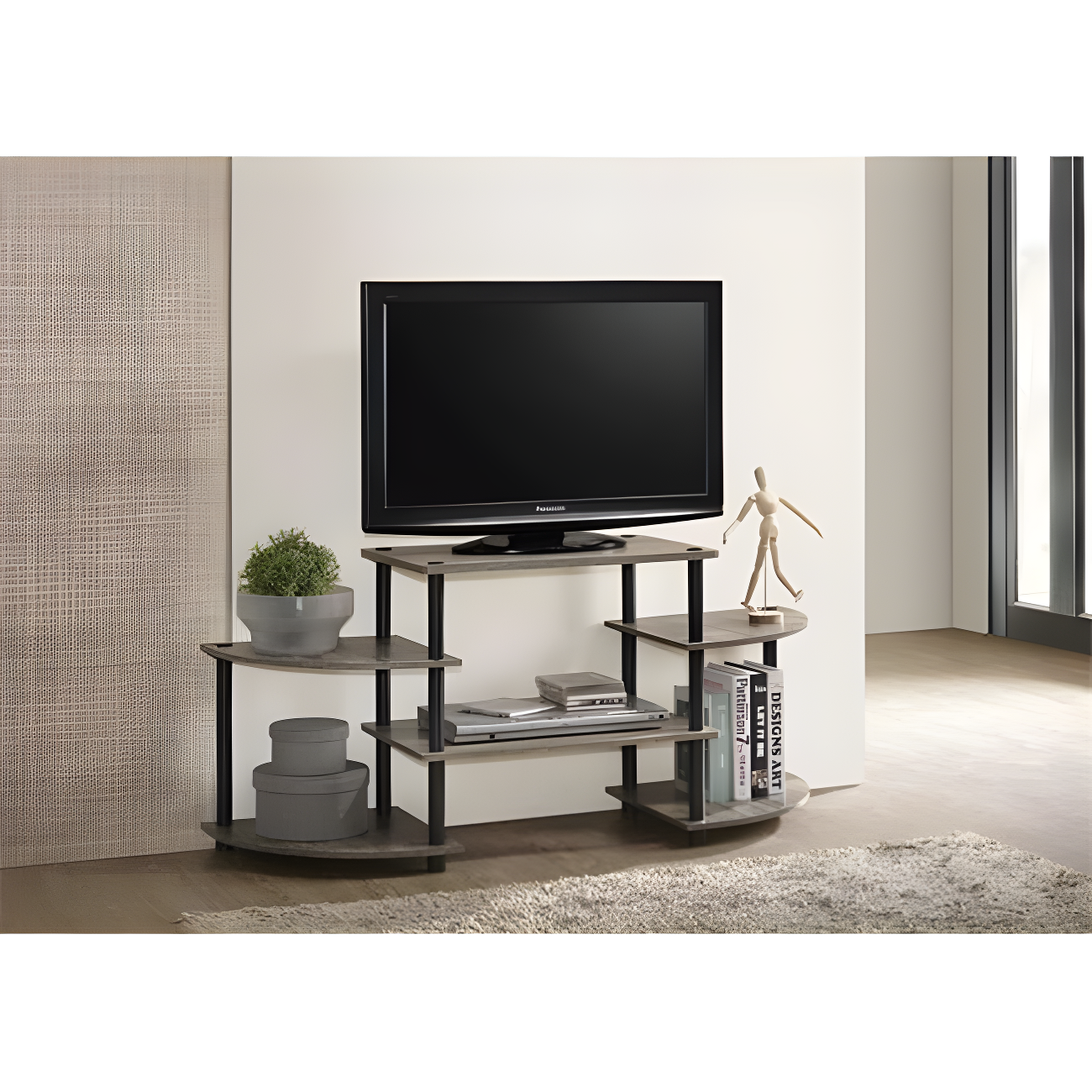 Phoenix 49" Desert Gray and Black Transitional TV Stand