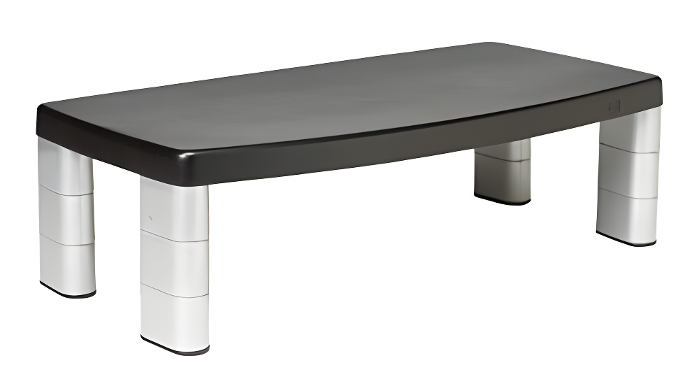 Adjustable Black and Silver Monitor Stand with Storage