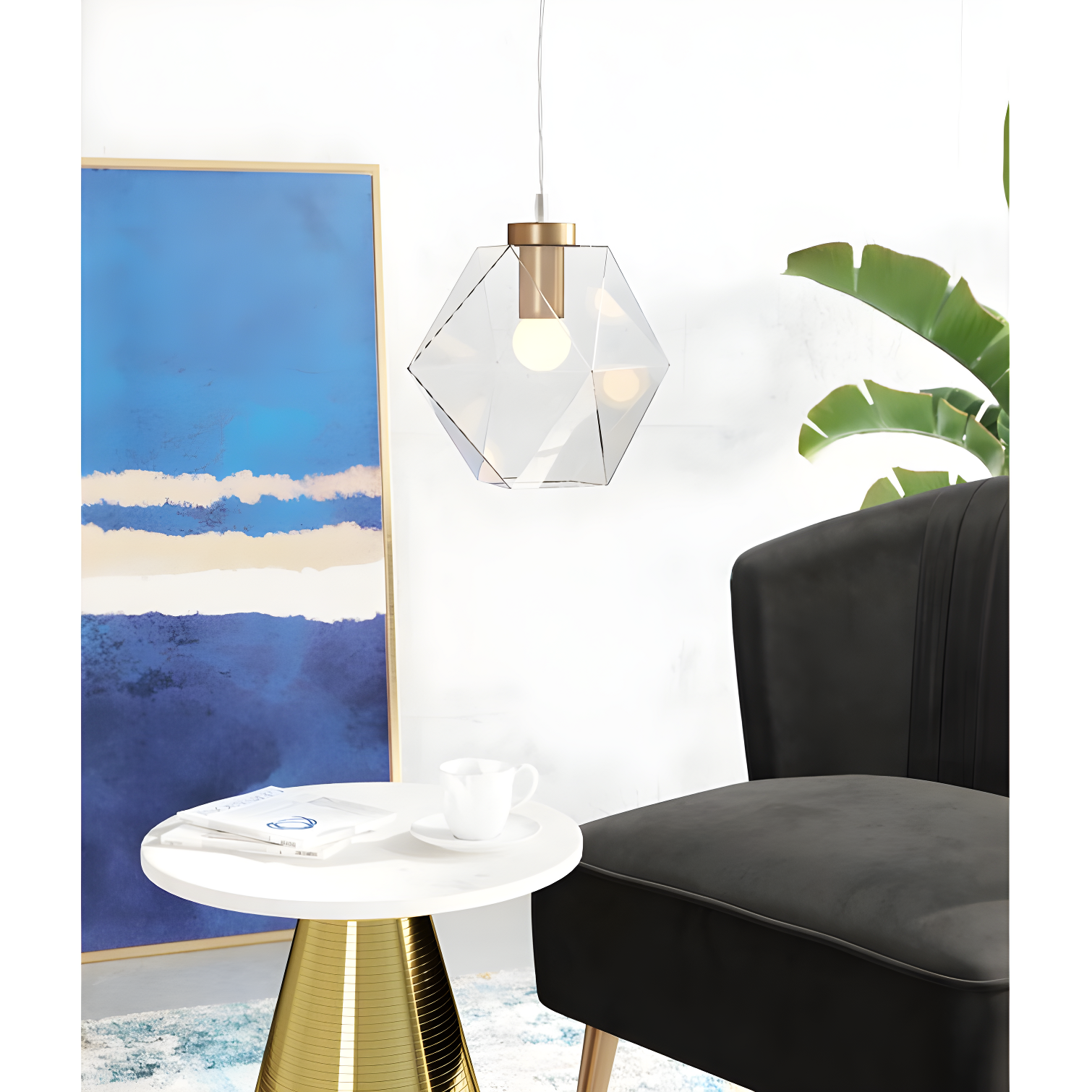 Jenny Geometric Glass and Gold Pendant Light