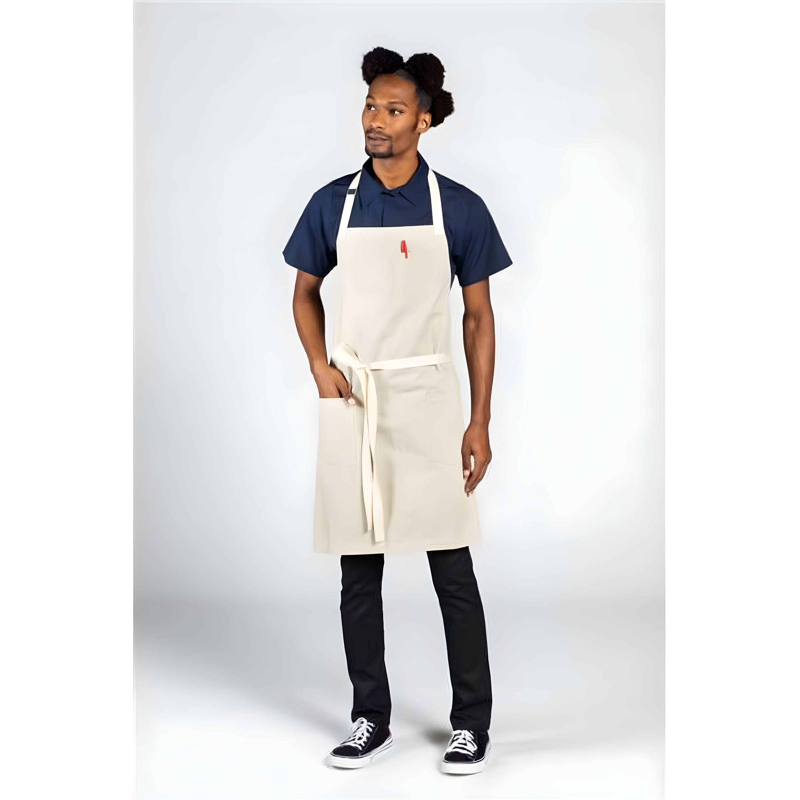 Sand Beige Cotton Canvas Bib Apron with Natural Webbing