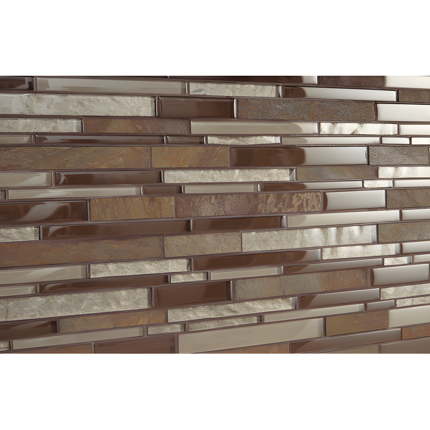 Rustic Slate and Glass Interlocking Mosaic Tile