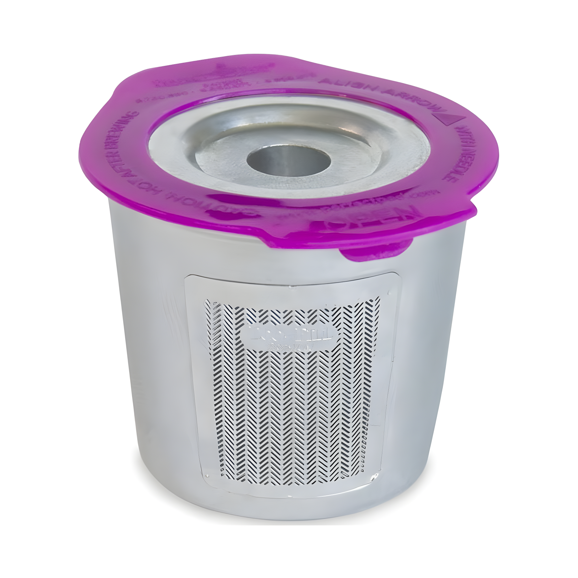 Cafe Fill Deluxe Stainless Steel Reusable Coffee Pod with Purple Lid