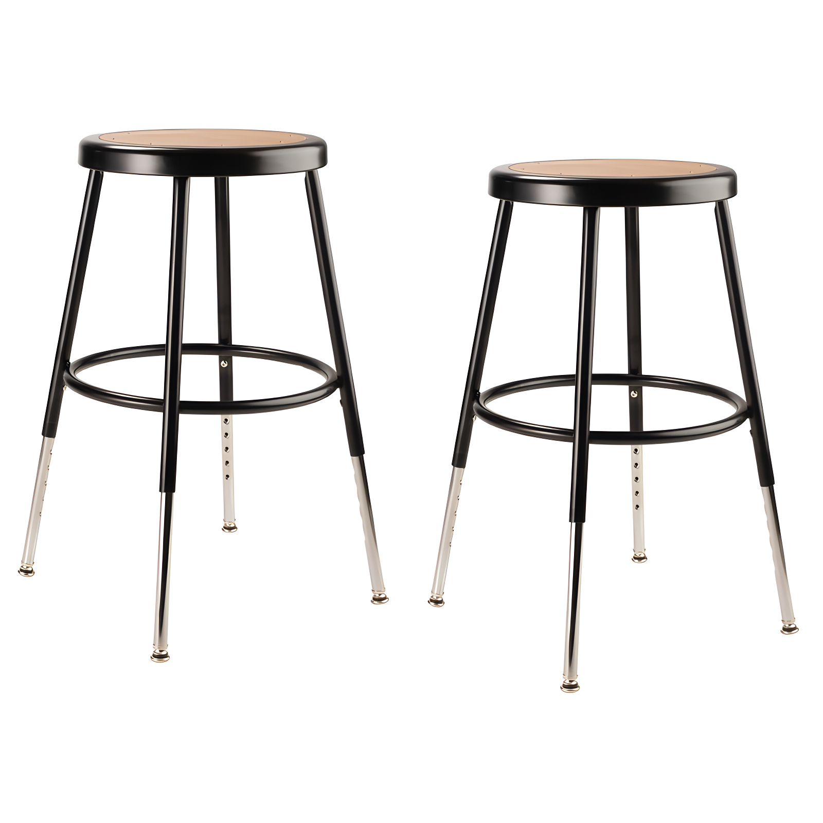 Adjustable Black and Brown Metal Saddle Stools with Footring