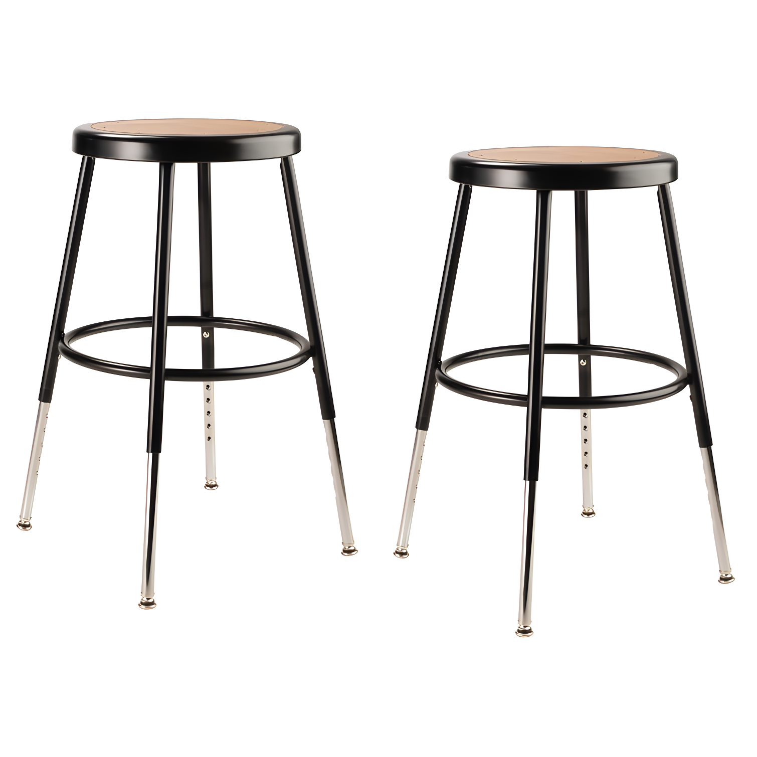 Adjustable Black and Brown Metal Saddle Stools with Footring