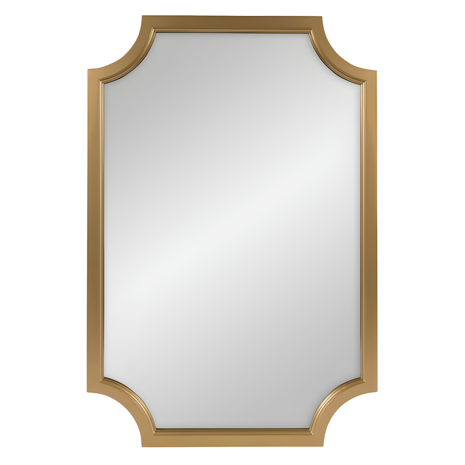 Gold Rectangular Scalloped Wood Framed Wall Mirror