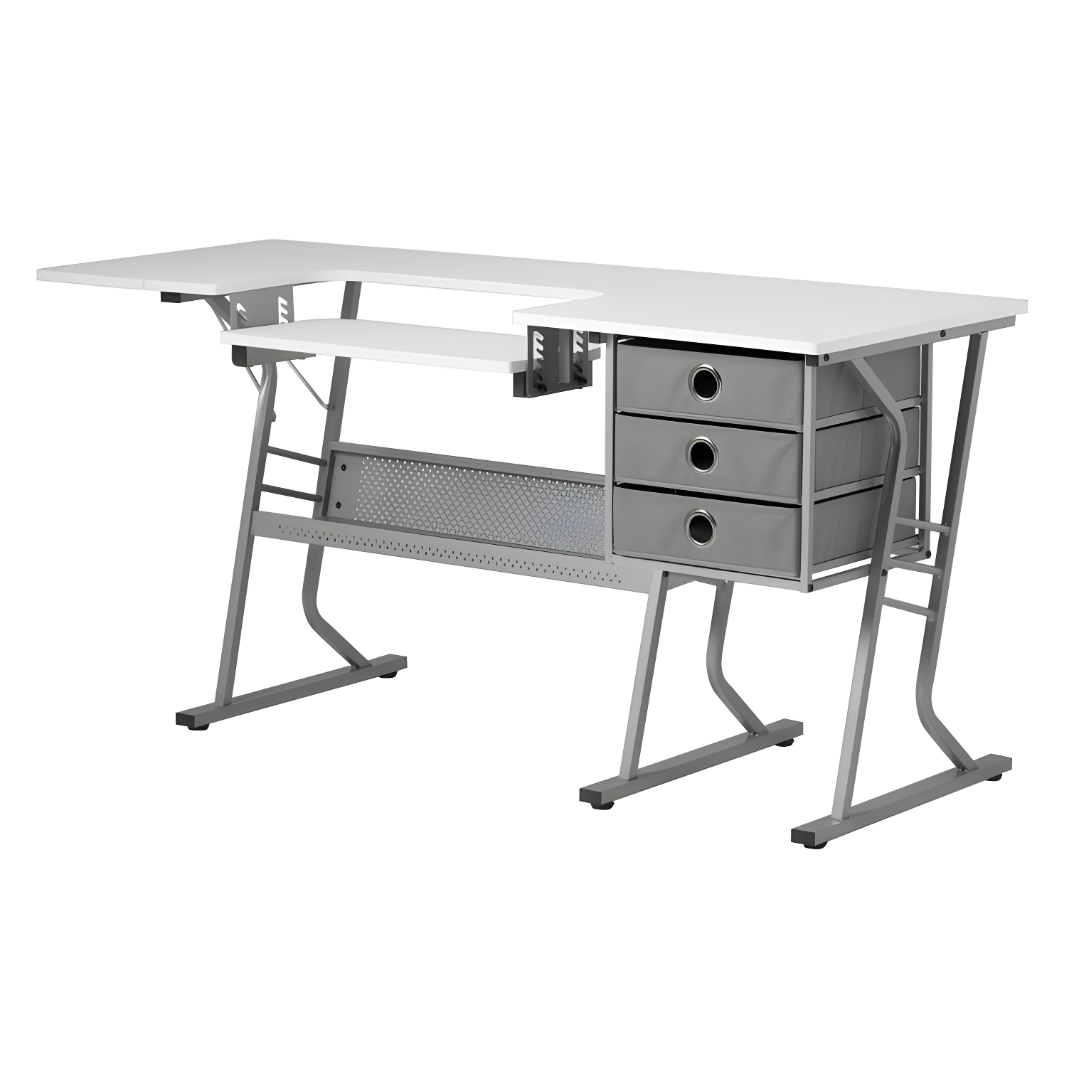 Eclipse Ultra 60.25'' Gray & White Sewing Table with Adjustable Platform