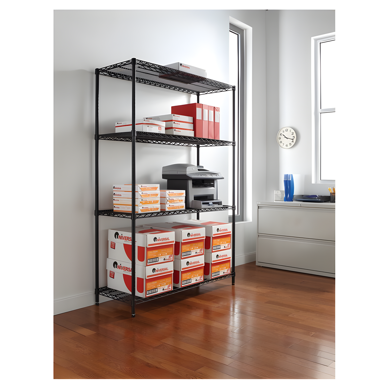 Black 48'' Industrial Metal Wire Shelving Unit