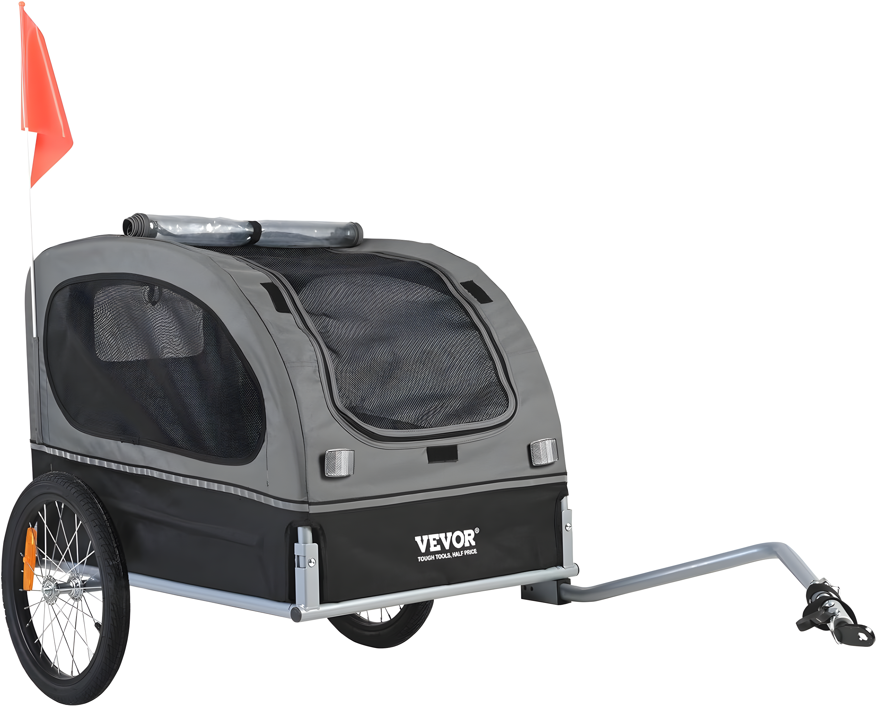 Gray and Black Dog Bike Trailer with Quick Release Wheels