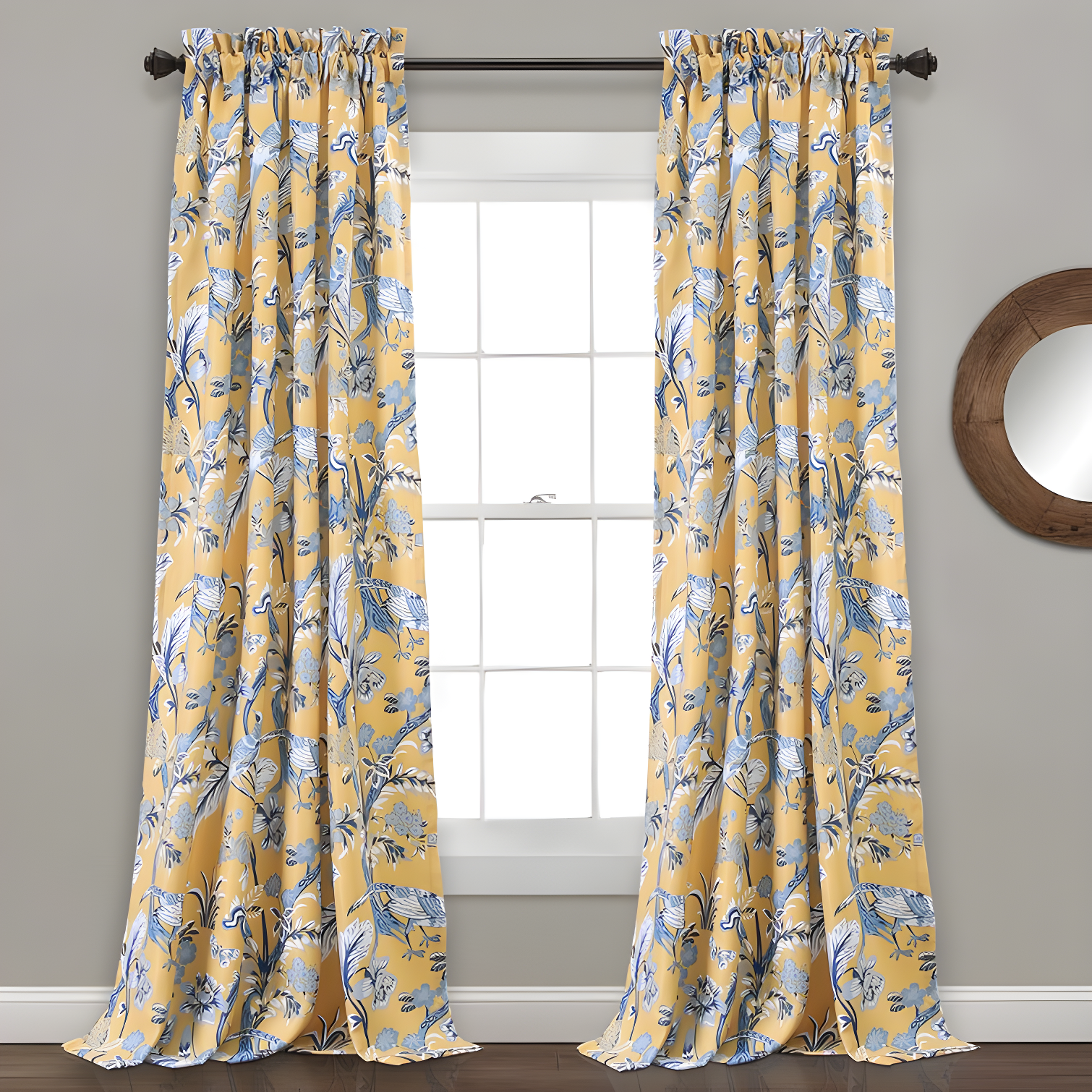 Dolores Yellow Polyester Blackout Window Curtain Panels