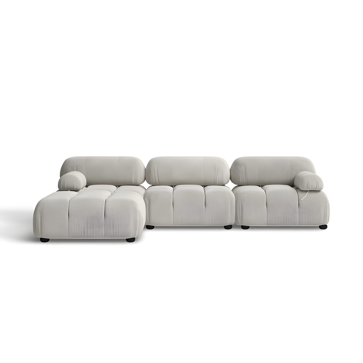 Pebble Gray Tufted Velvet 4-Piece Modular Sectional Sofa