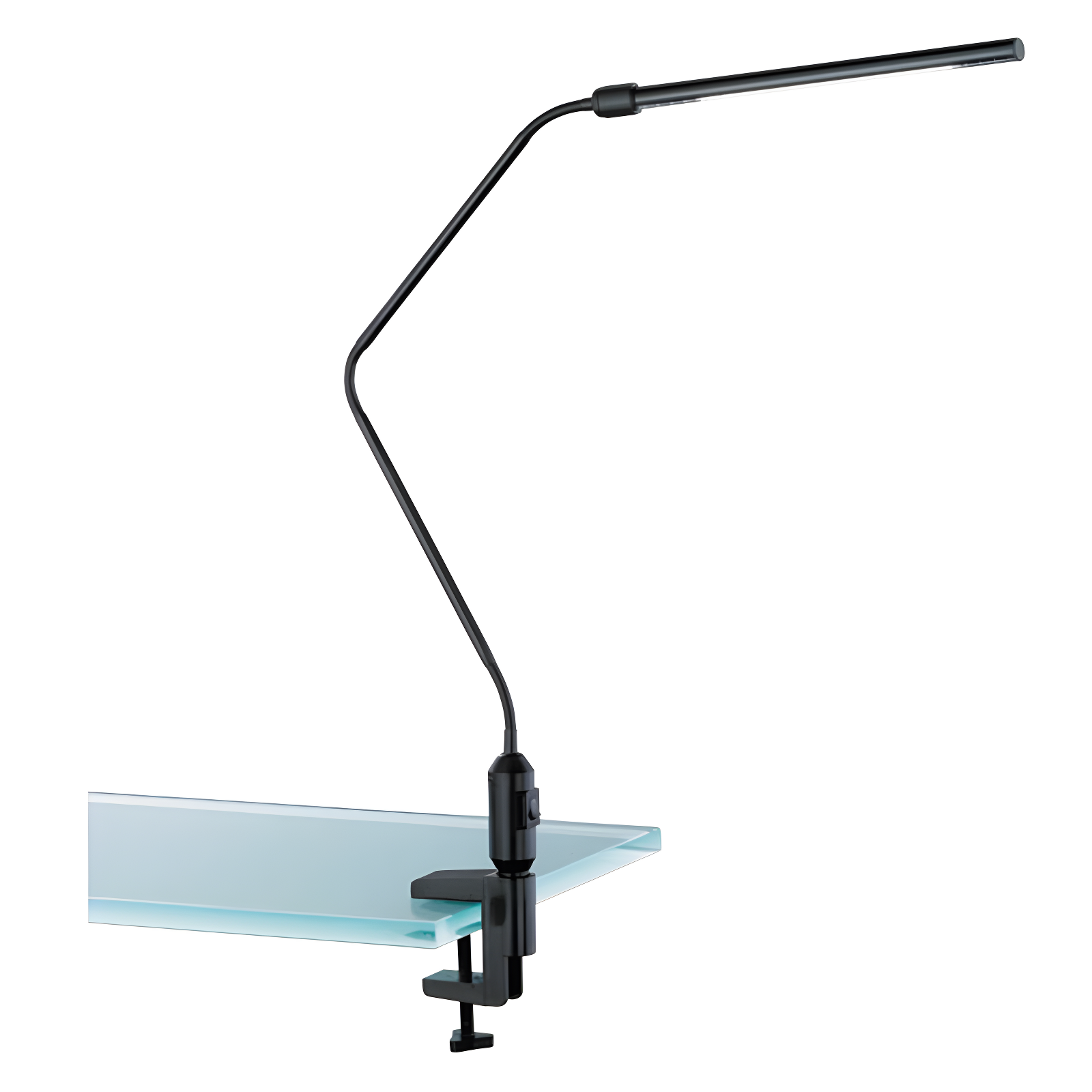 Black Adjustable LED Clip-On Desk Lamp with Interchangeable Base