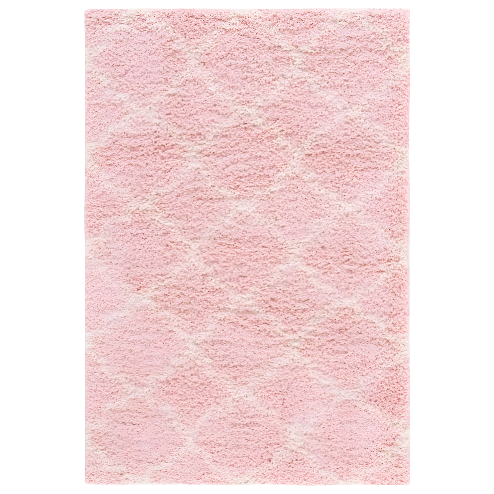 Pink and Ivory Rectangular Shag Area Rug 4' x 6'