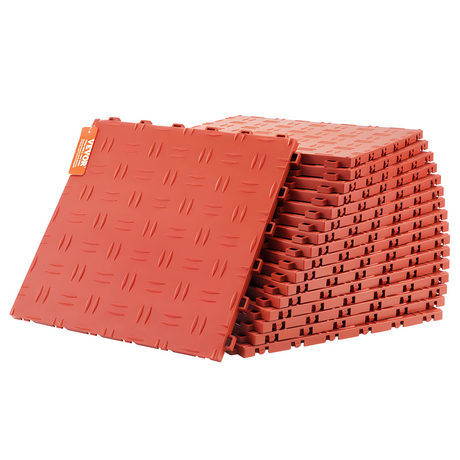 Red Polypropylene Interlocking Garage Flooring Tiles, 12'' x 12''