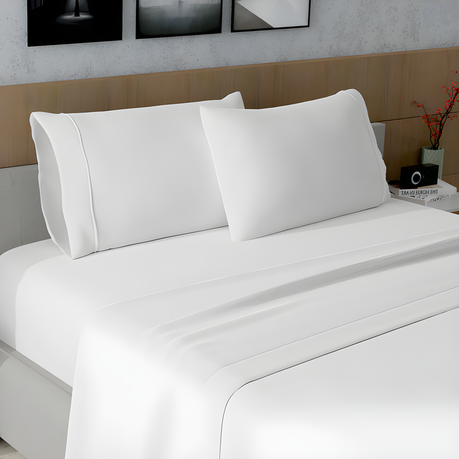 White 100% Cotton Sateen Standard Pillowcase Set