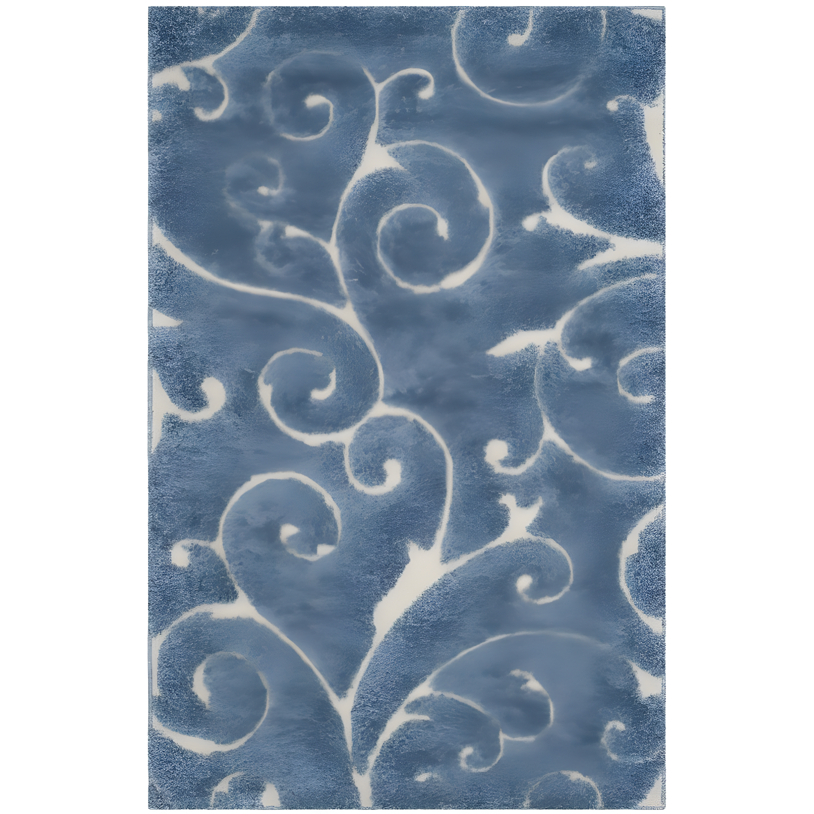 Light Blue and Cream Rectangular Shag Area Rug