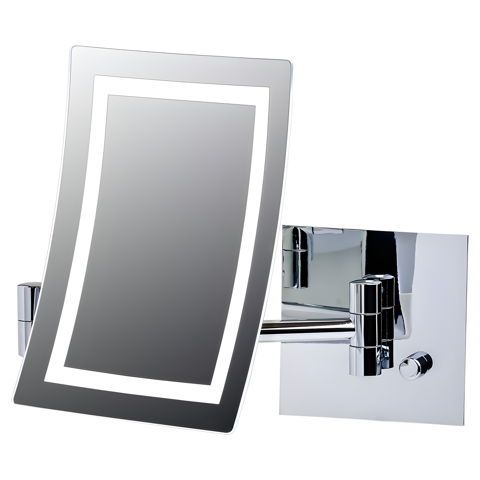 Polished Chrome Rectangular LED Wall Mounted Magnifying Mirror