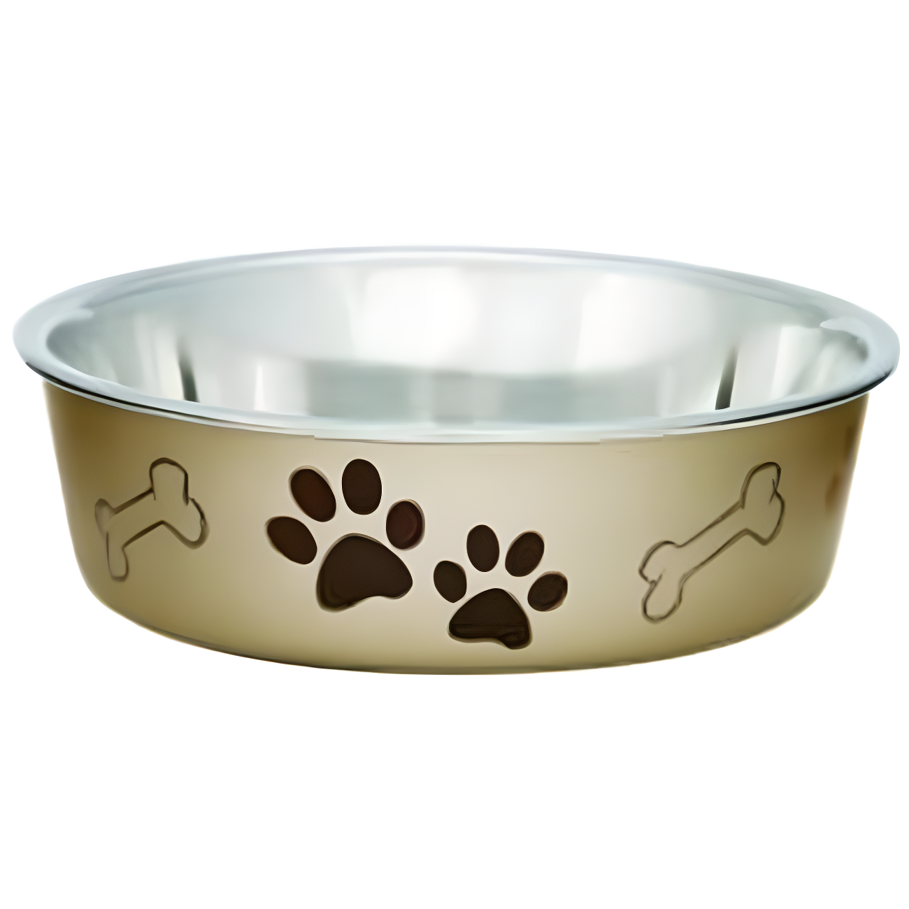 Small Champagne Stainless Steel Pet Bowl with Rubber Base