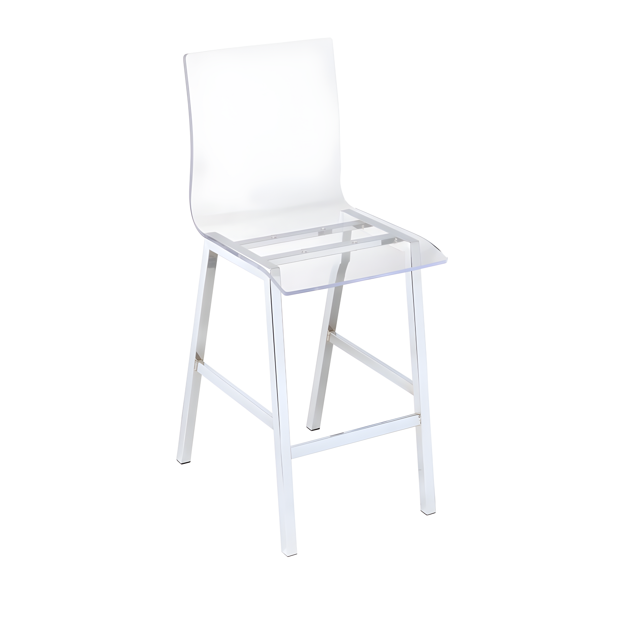 Clear Acrylic and Chrome Counter Height Dining Chair Set of 2