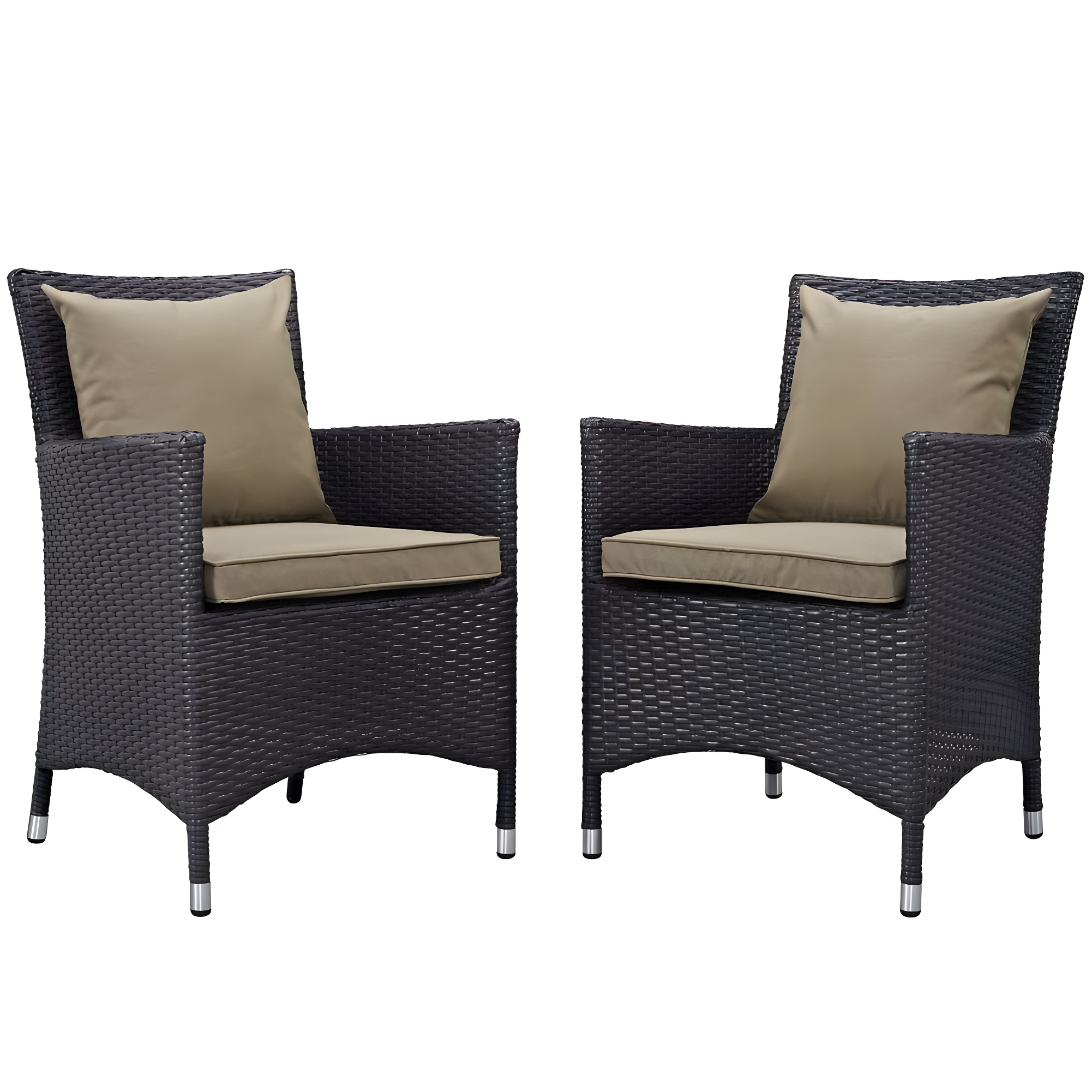 Espresso Mocha Rattan and Aluminum Outdoor Dining Chair