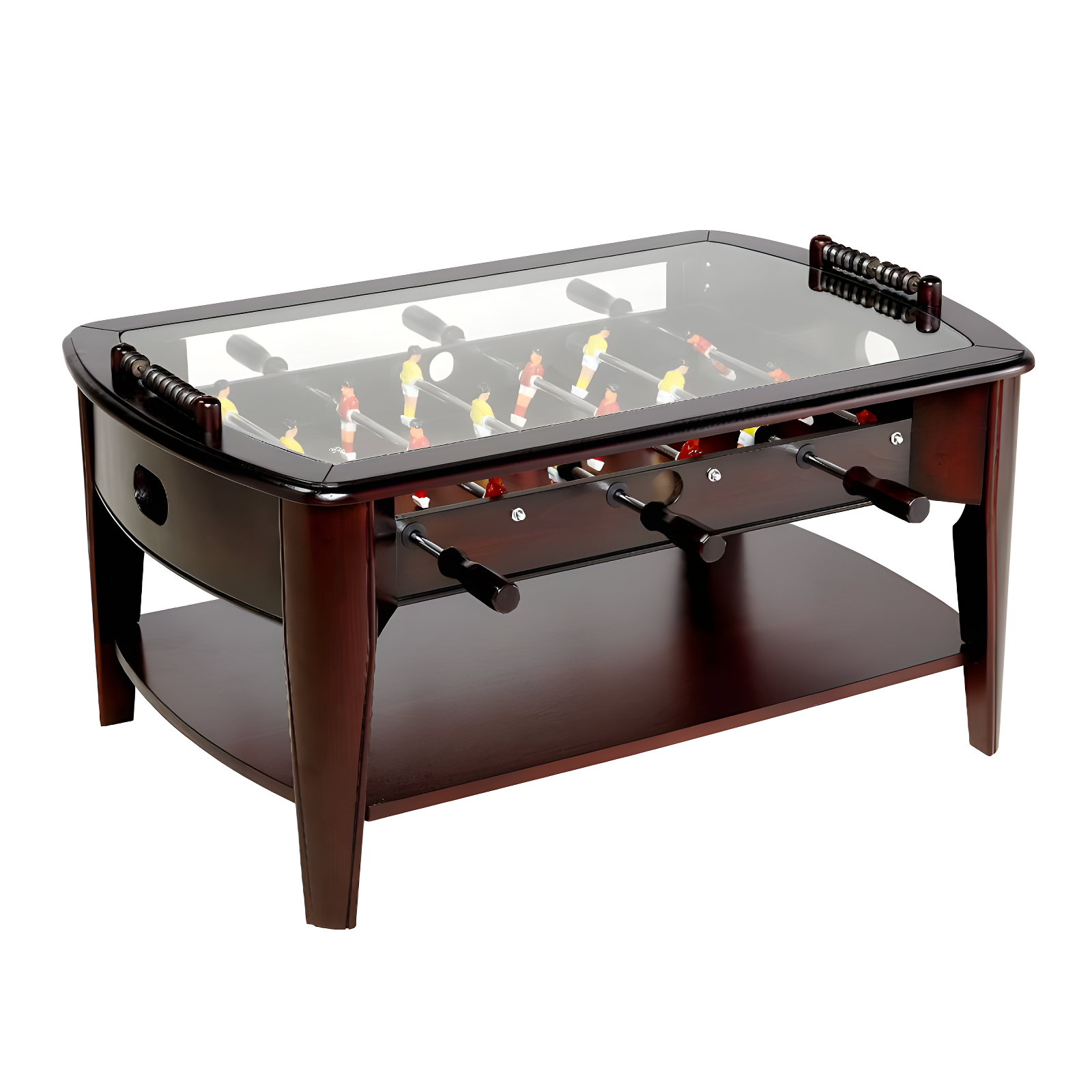 Barrington 42'' Dark Wood Foosball Coffee Table with Glass Top