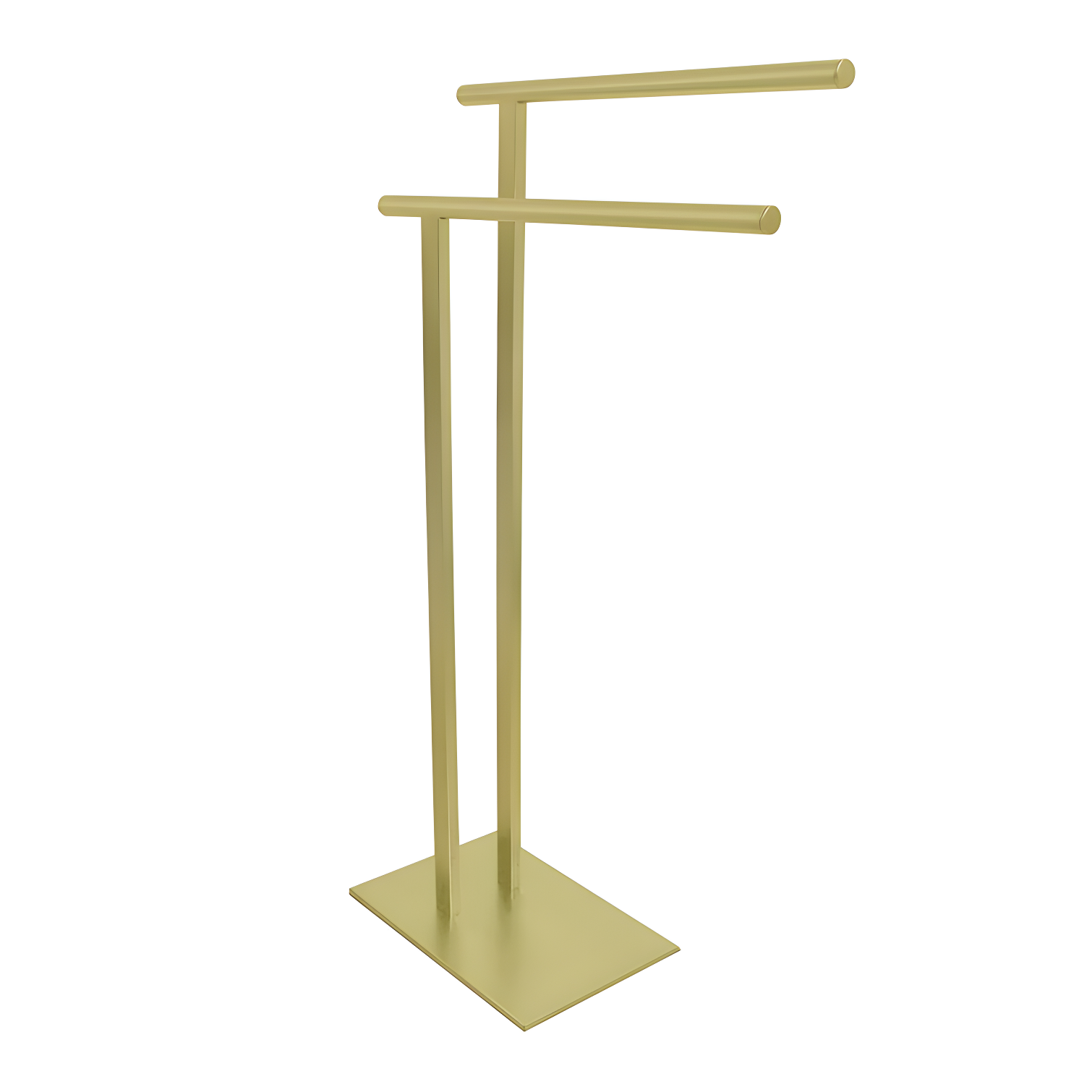 Brushed Brass Freestanding Double Towel Rack with Weighted Base