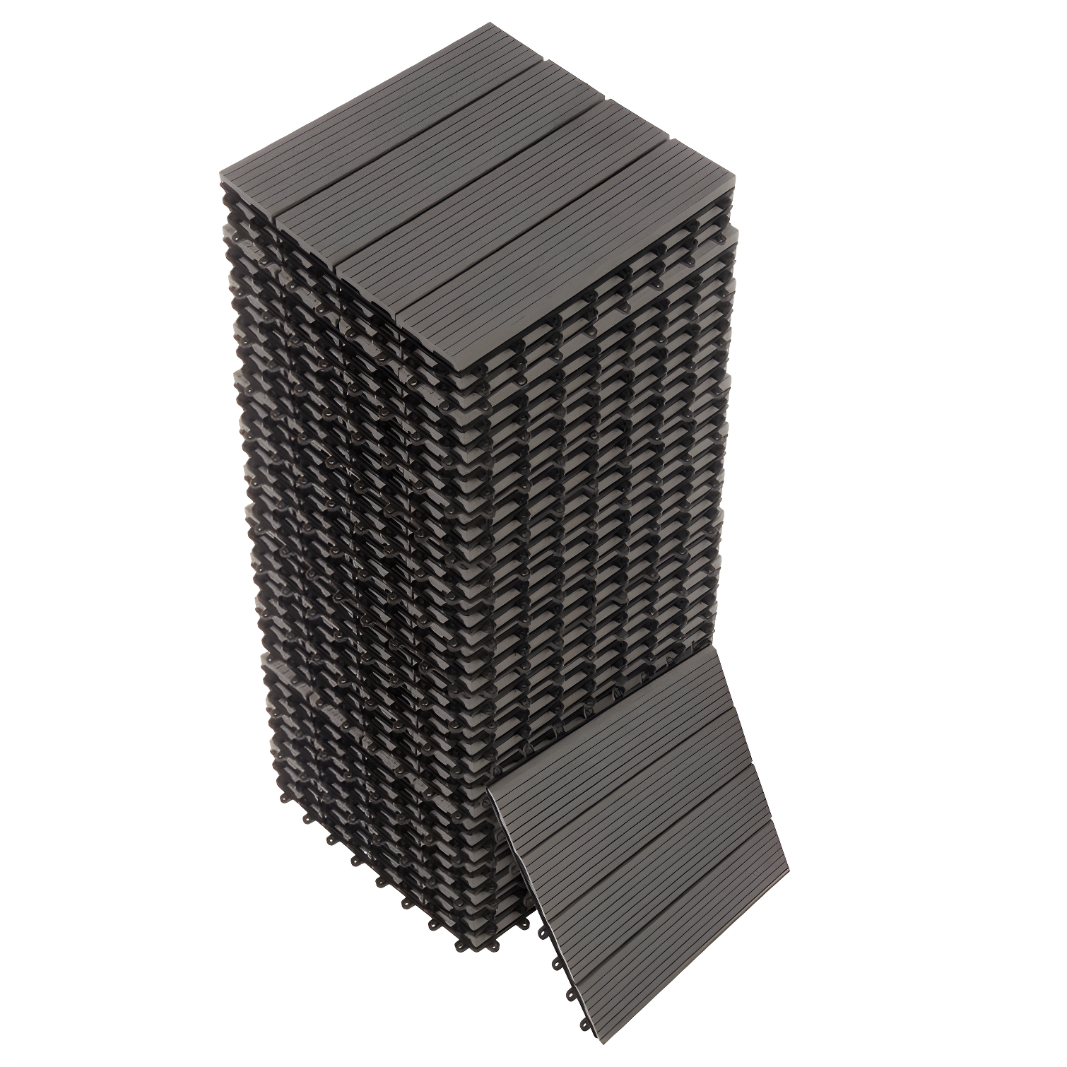 Gray Composite Interlocking Deck Tiles with Water Protection