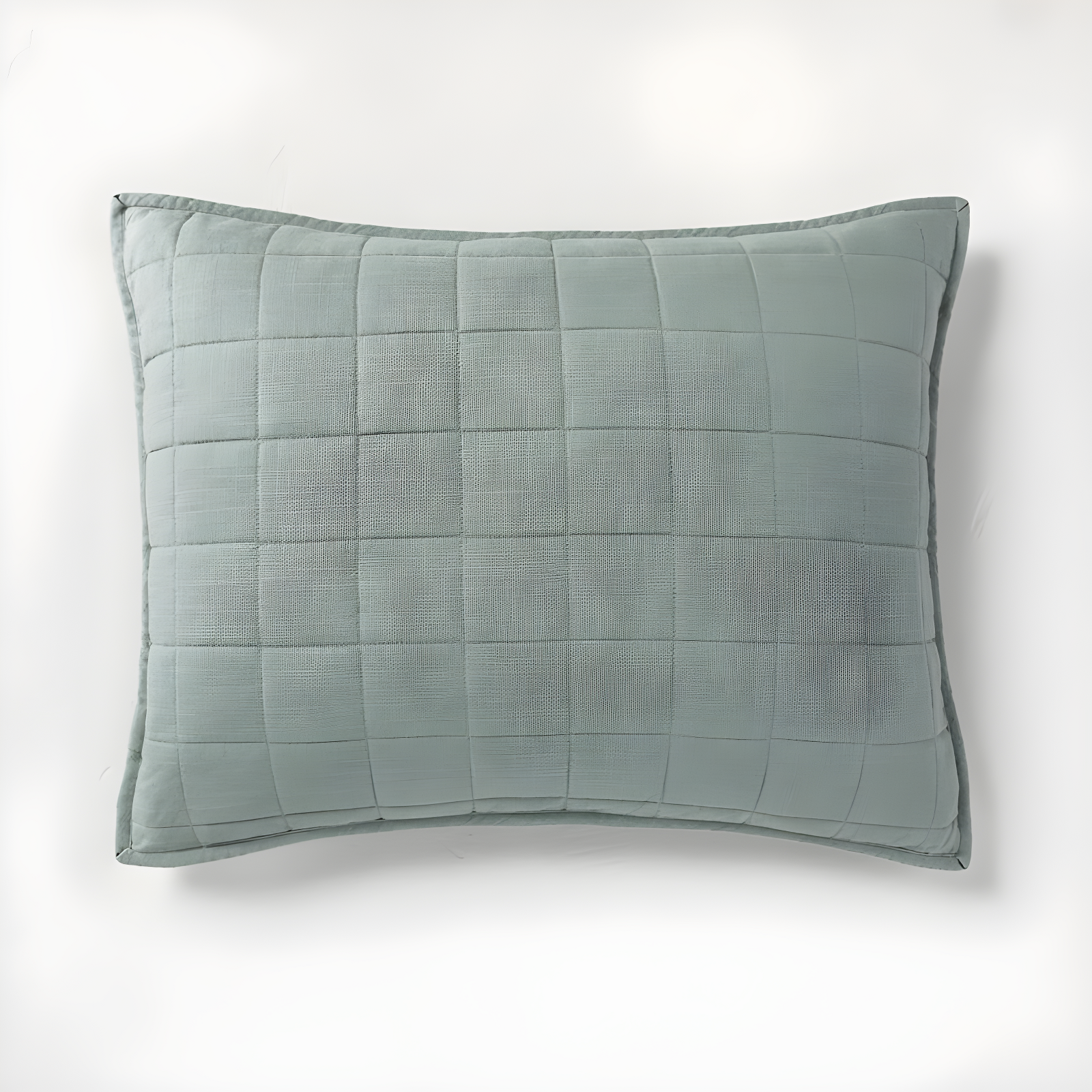 Sage Green Cotton Linen Blend Quilted Pillow Sham