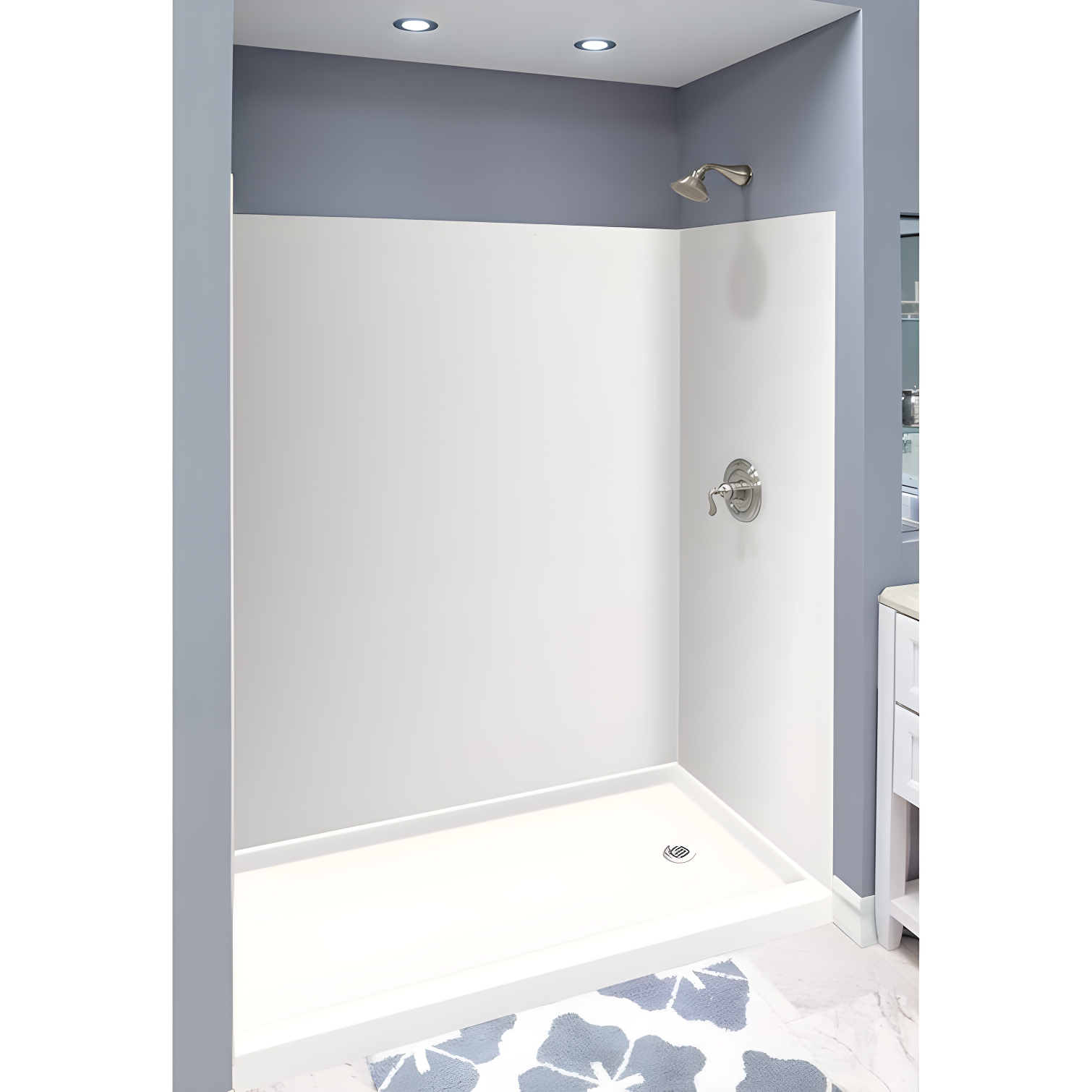 White Solid Surface 3-Panel Shower Wall Kit, 32" L x 60" W x 72" H