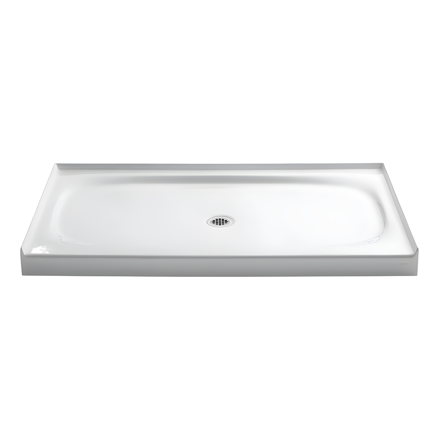 Salient 60" x 36" White Cast Iron Shower Base with Center Drain