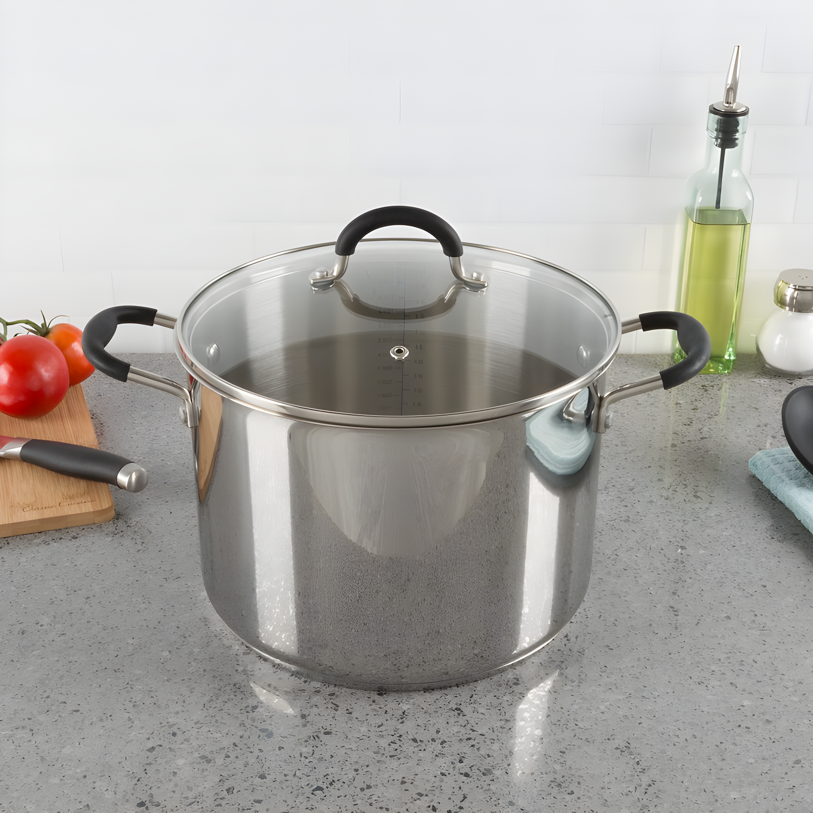 Large Stainless Steel Stock Pot with Lid, 12-Quart