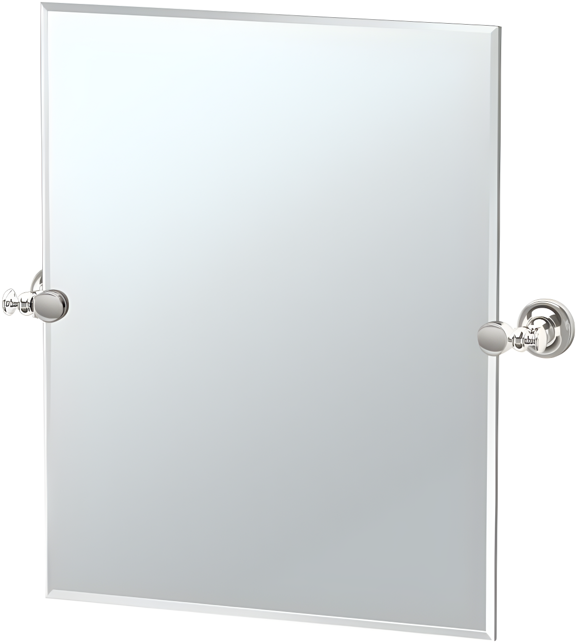 Small Rectangular Frameless Bathroom Vanity Mirror with Polished Nickel Brackets