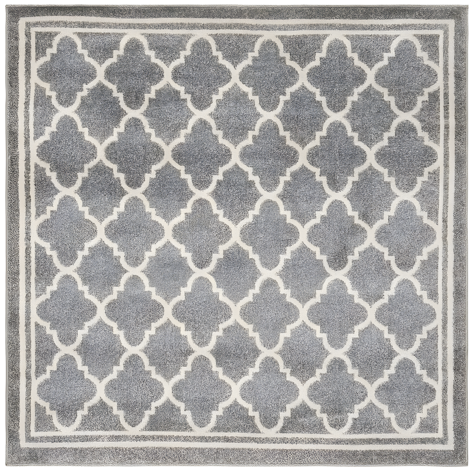 Reversible Dark Grey/Beige Geometric Synthetic 5' Square Rug